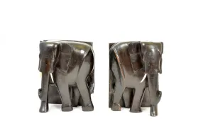 Elephant Book Ends hand carved from Mpingo