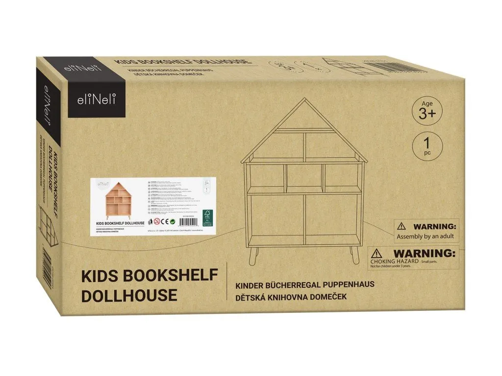 EliNeli Bücherregal aus Holz für Kinder - Puppenhaus