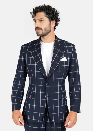 Ellis Regal Navy Windowpane Suit