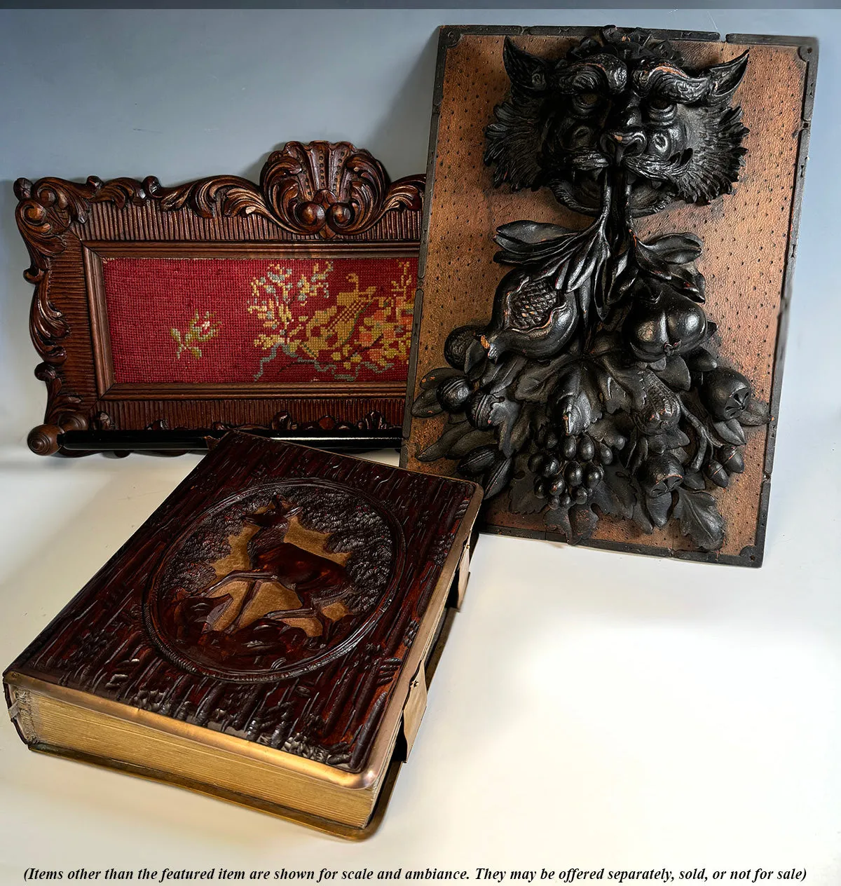 Fabulous Deep Bas Relief Hand Carved Figure and Fruit, a Panel Salvage from 18th c or Earlier.