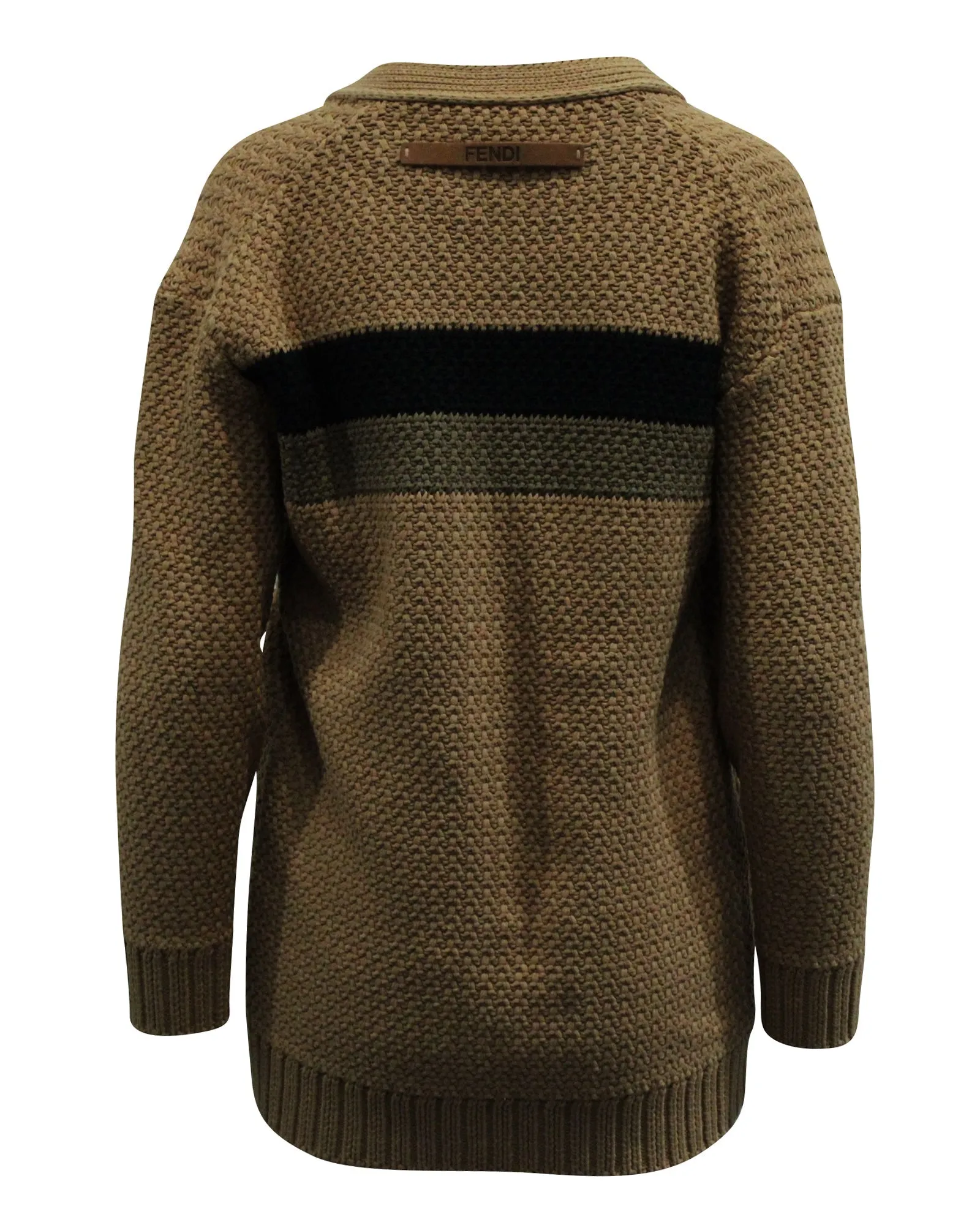 Fendi Chunky Stripe Boyfriend Cardigan in Brown Cotton