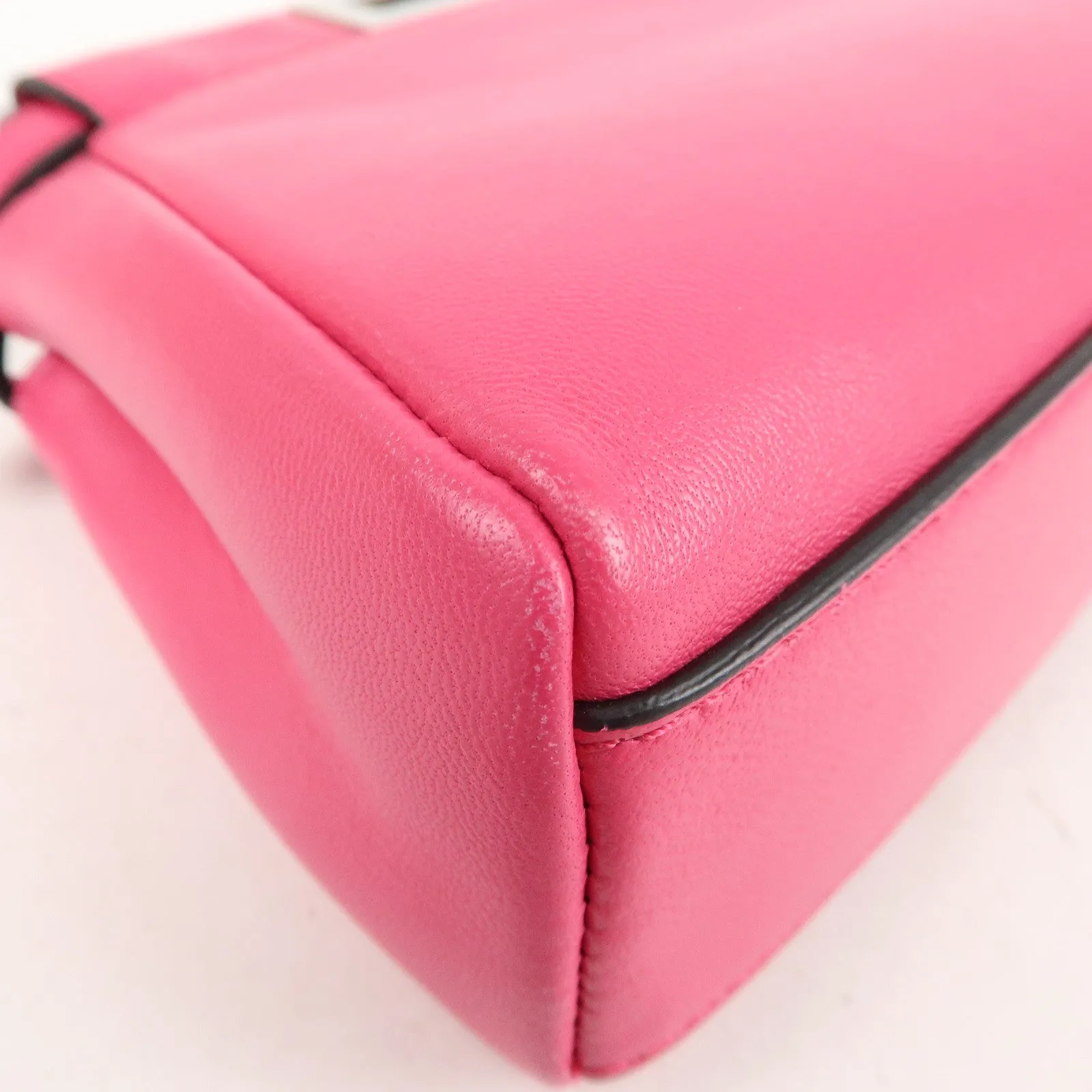 FENDI Leather Micro Peekaboo 2Way Bag Hand Bag Pink 8M0355