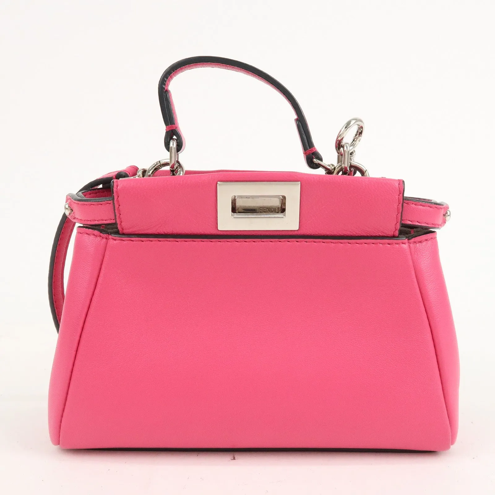 FENDI Leather Micro Peekaboo 2Way Bag Hand Bag Pink 8M0355