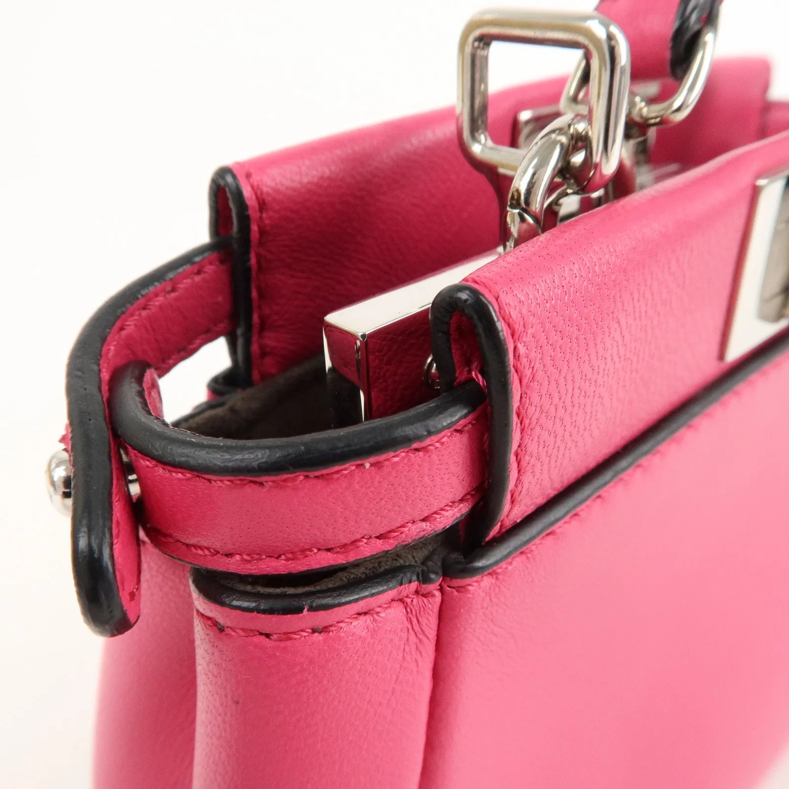 FENDI Leather Micro Peekaboo 2Way Bag Hand Bag Pink 8M0355