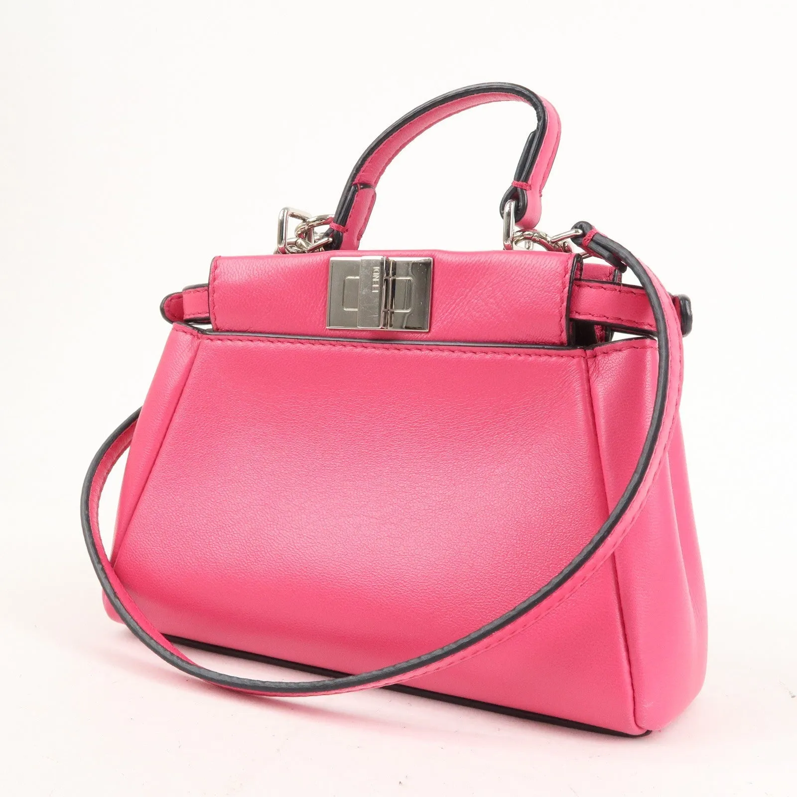 FENDI Leather Micro Peekaboo 2Way Bag Hand Bag Pink 8M0355