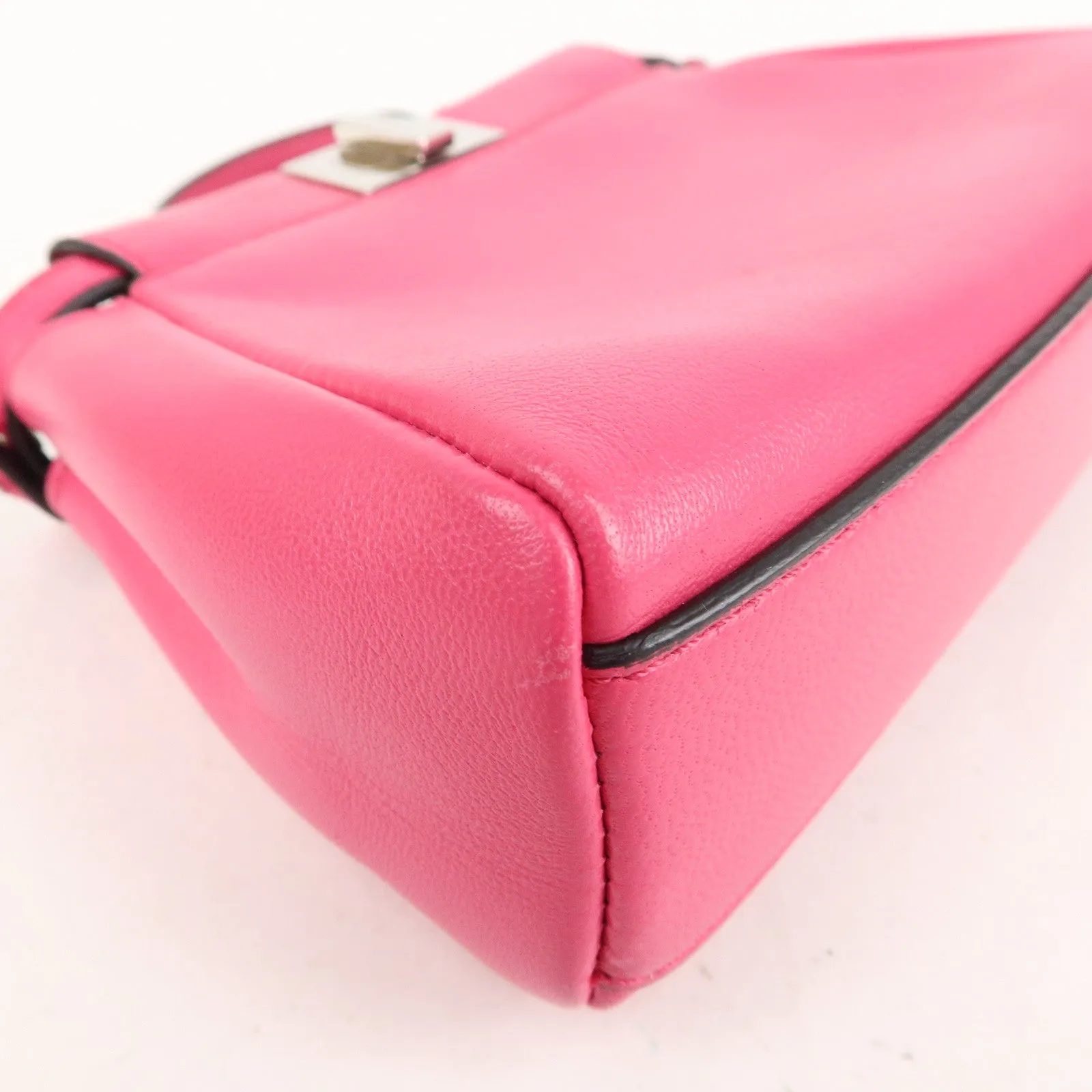 FENDI Leather Micro Peekaboo 2Way Bag Hand Bag Pink 8M0355