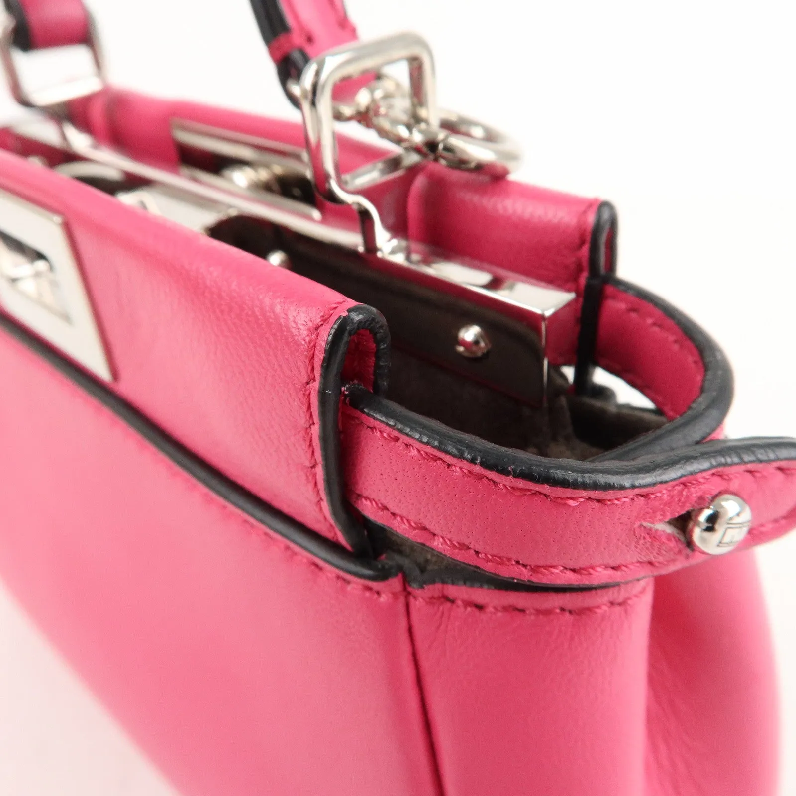 FENDI Leather Micro Peekaboo 2Way Bag Hand Bag Pink 8M0355