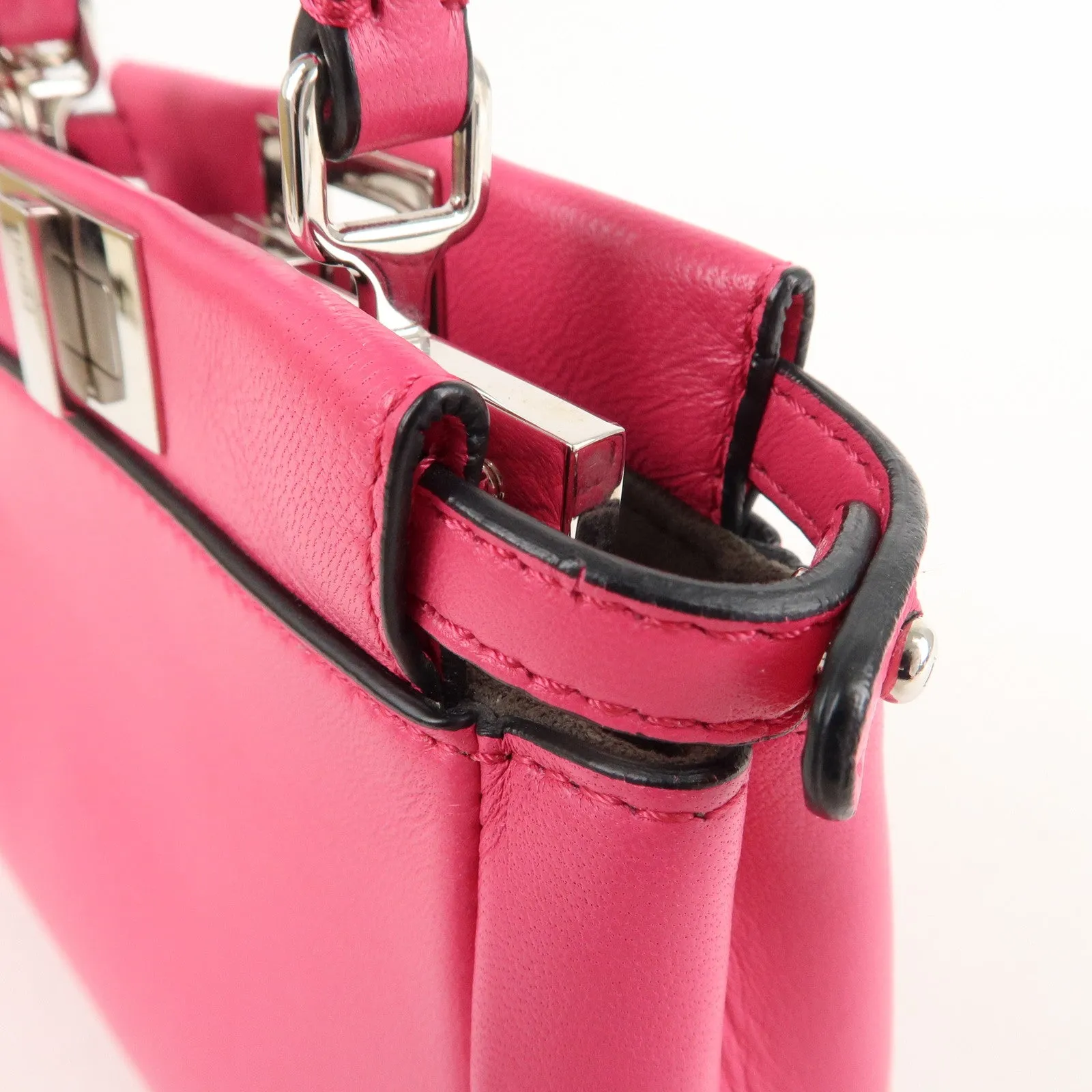 FENDI Leather Micro Peekaboo 2Way Bag Hand Bag Pink 8M0355