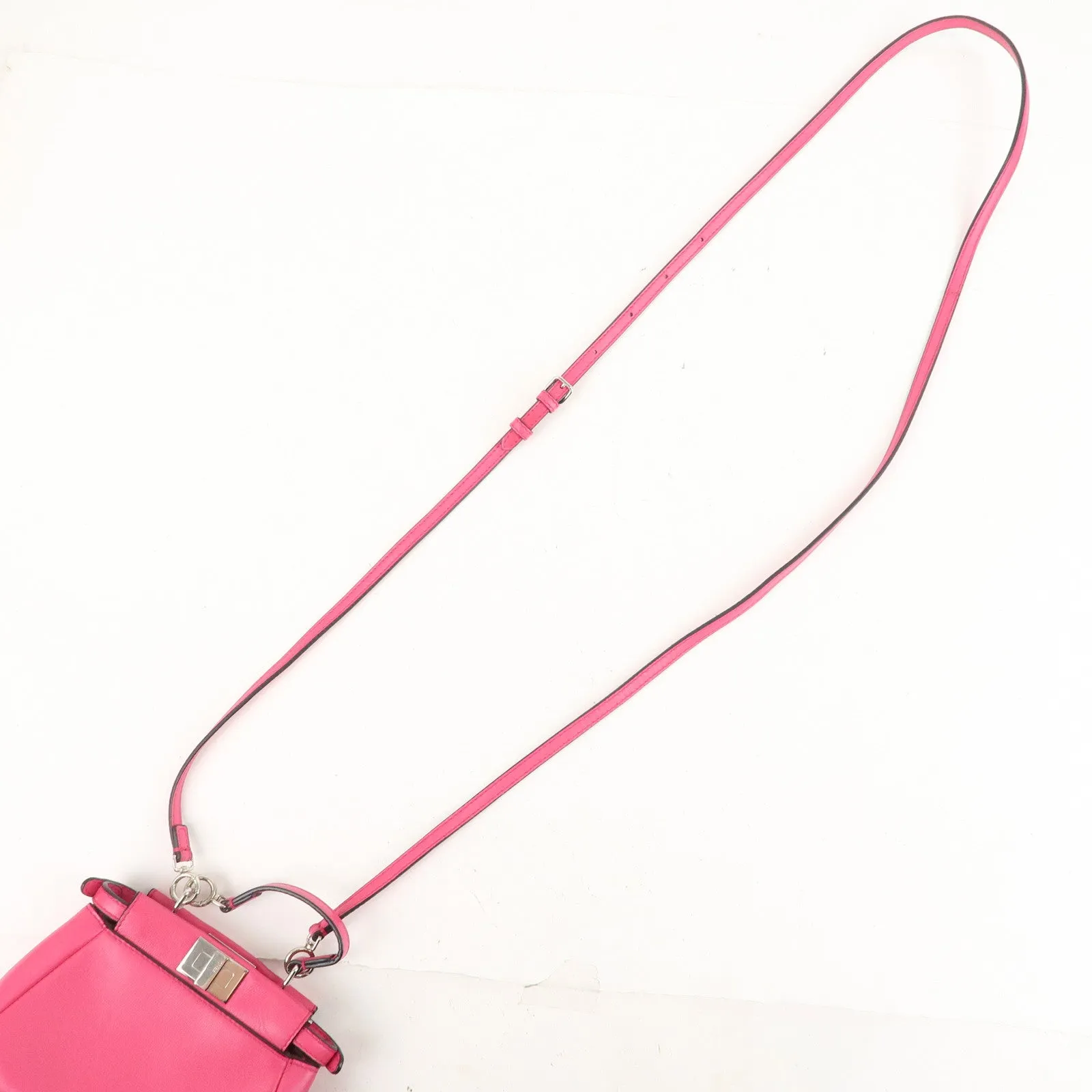 FENDI Leather Micro Peekaboo 2Way Bag Hand Bag Pink 8M0355