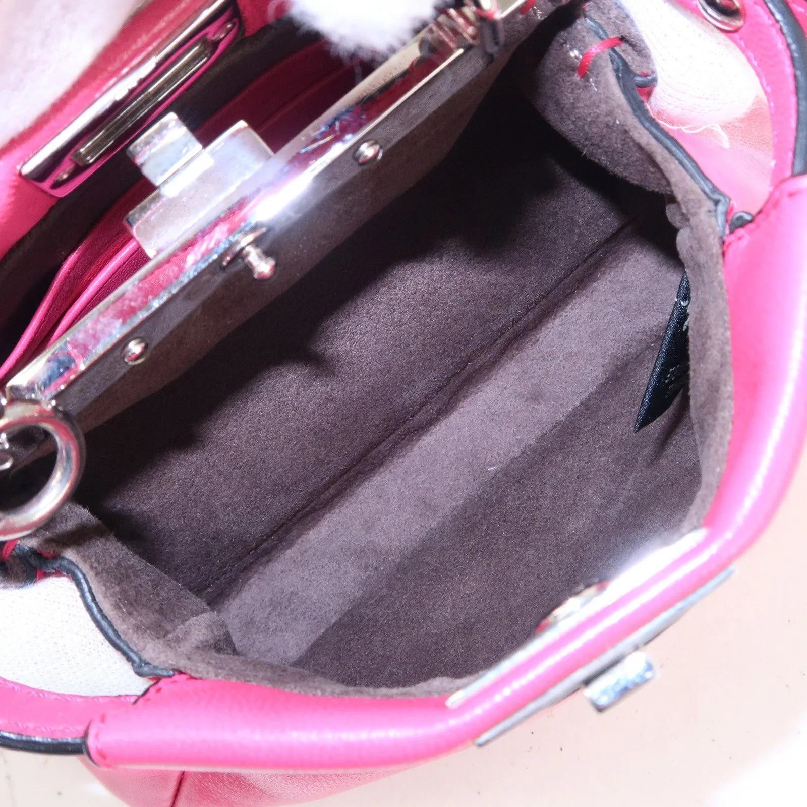 FENDI Leather Micro Peekaboo 2Way Bag Hand Bag Pink 8M0355