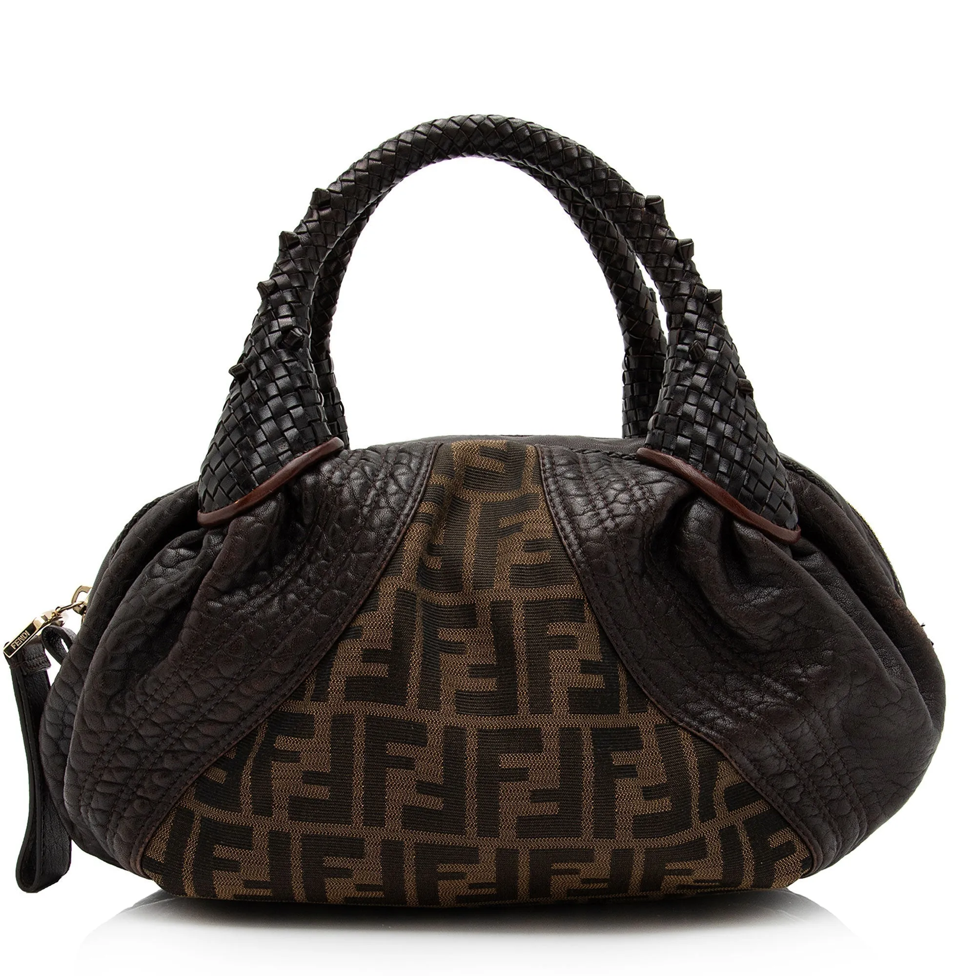 Fendi Tortuga Leather Zucca Spy Baby Satchel (SHF-FazHBh)