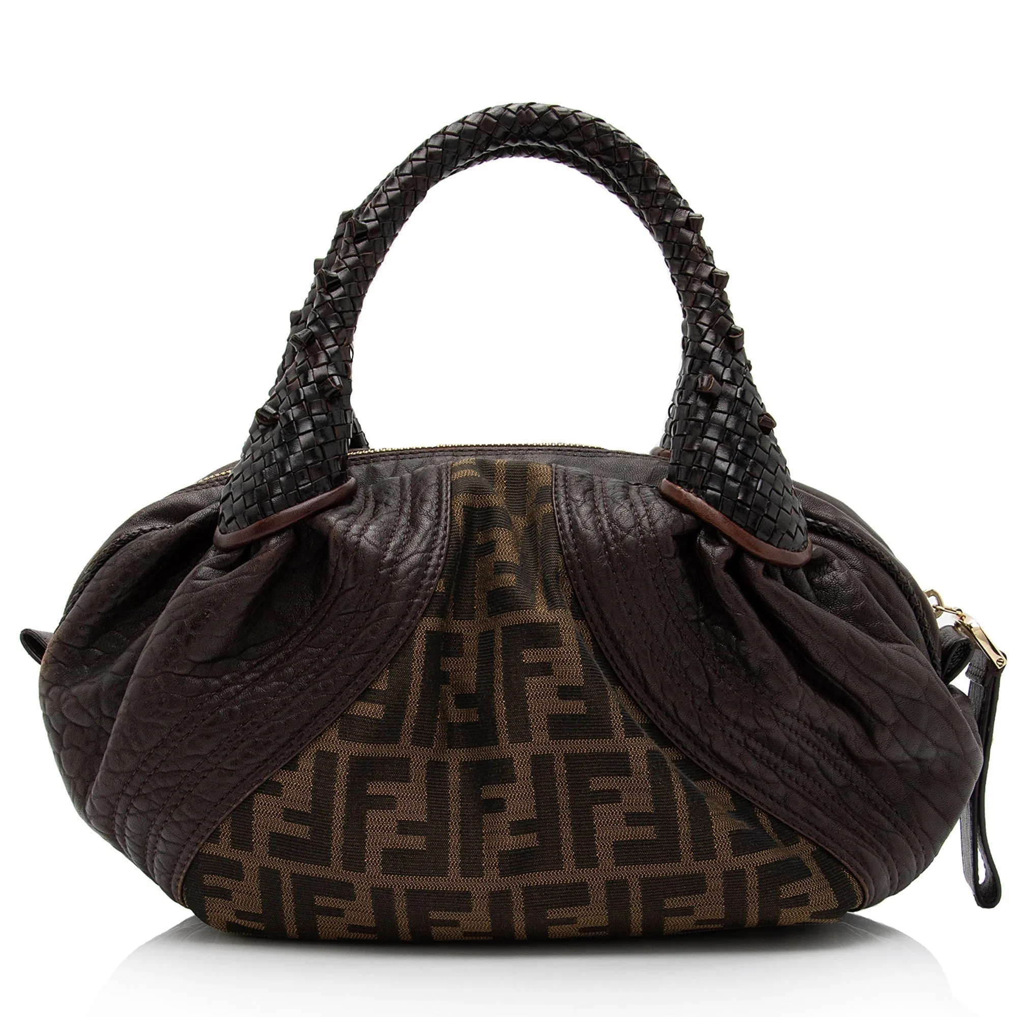 Fendi Tortuga Leather Zucca Spy Baby Satchel (SHF-FazHBh)