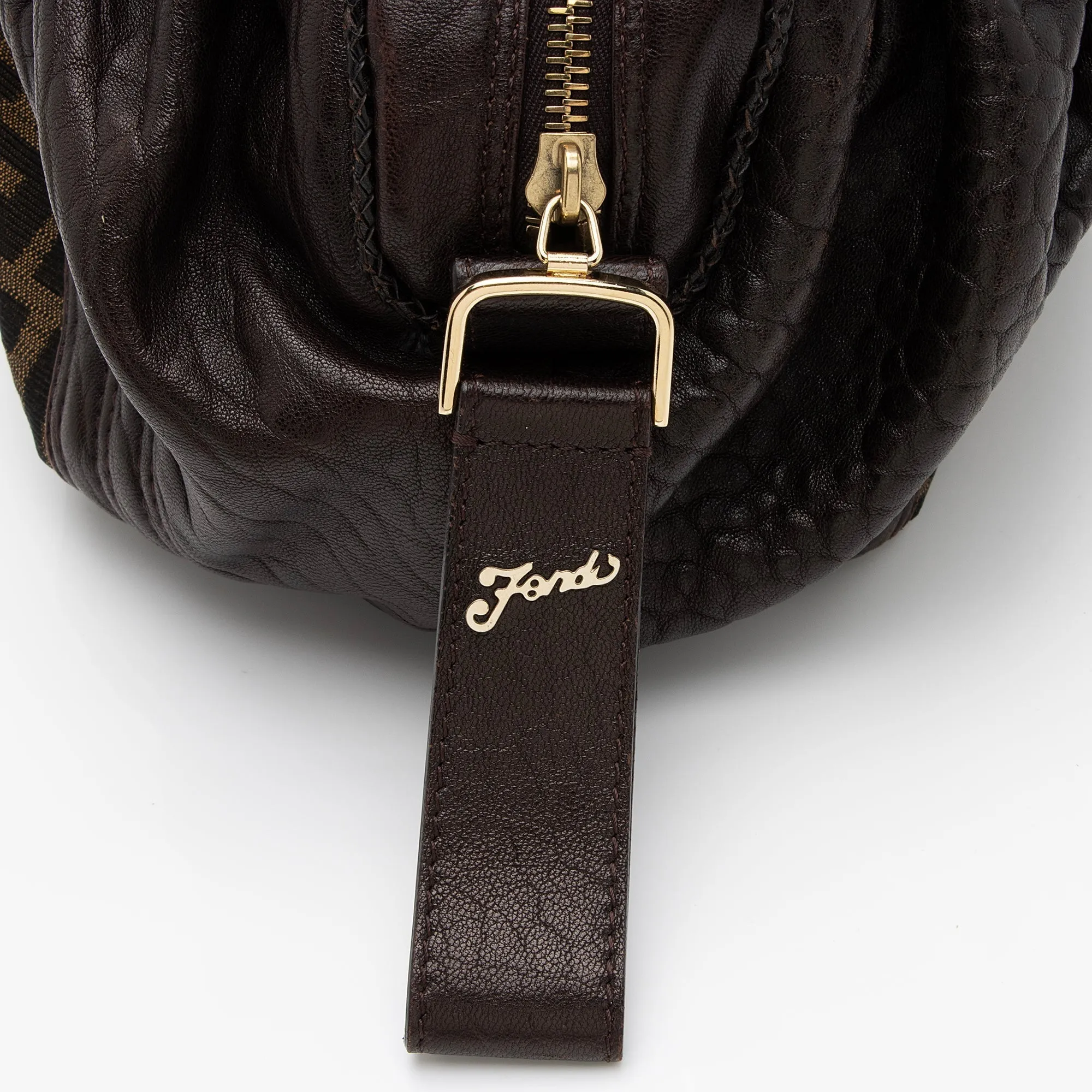 Fendi Tortuga Leather Zucca Spy Baby Satchel (SHF-FazHBh)