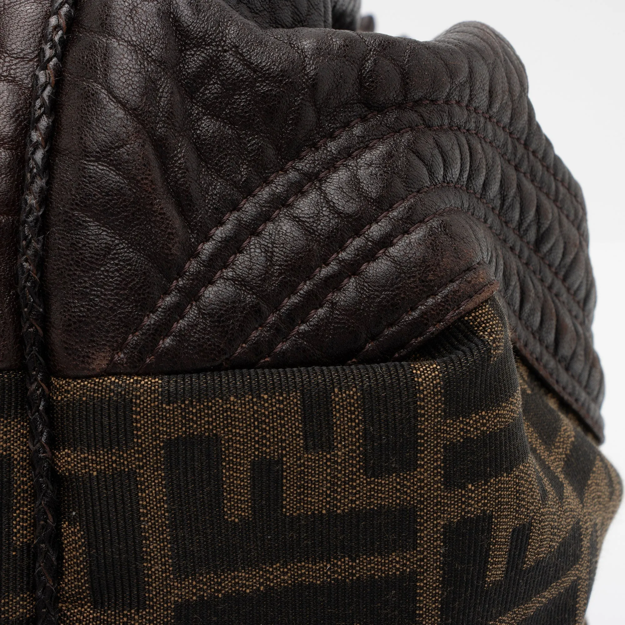 Fendi Tortuga Leather Zucca Spy Baby Satchel (SHF-FazHBh)