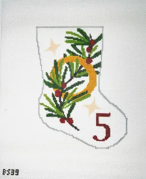 Five Gold Rings Ornament Sized Stocking Canvas