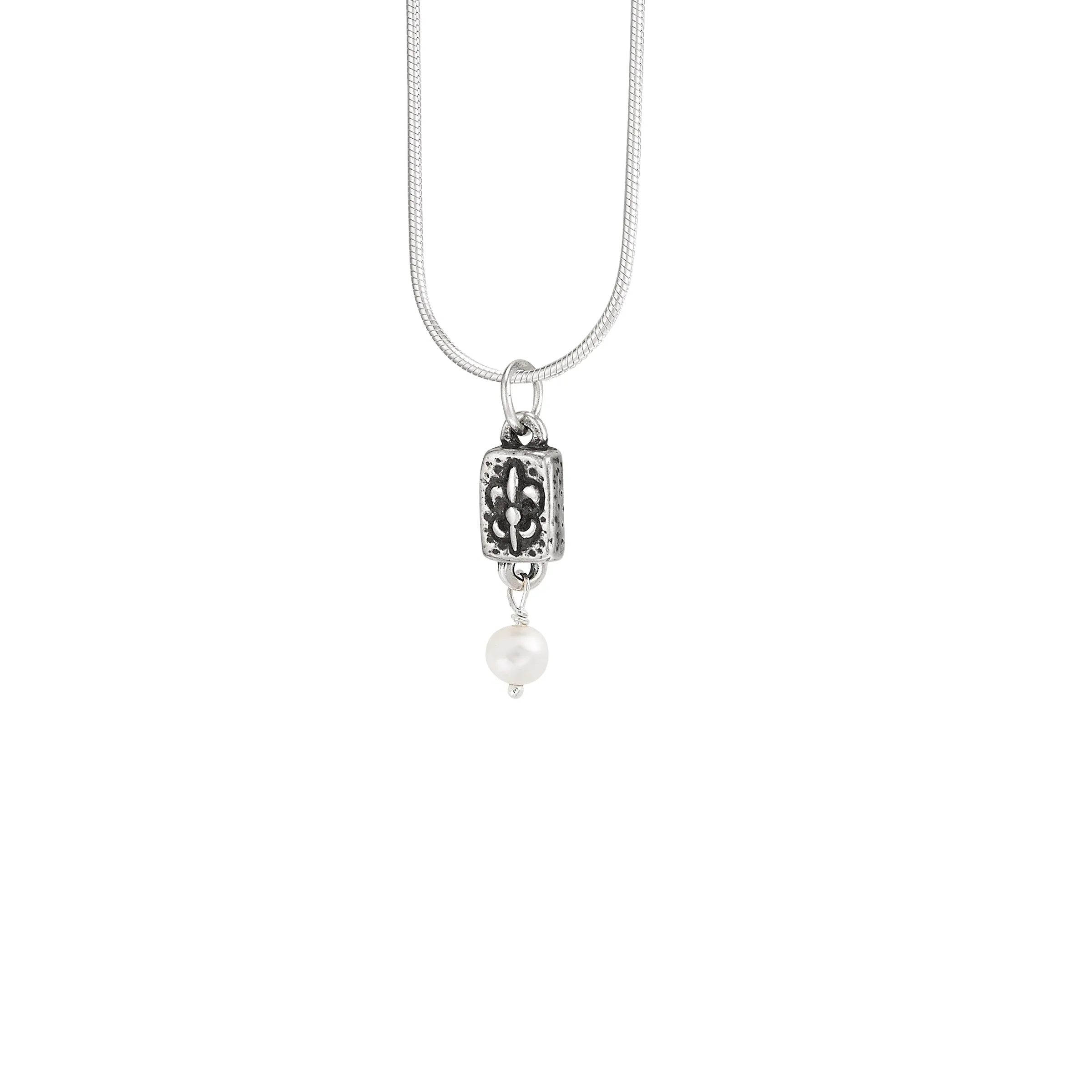 Fleur de Lis Brick Mini Pearl Pendant
