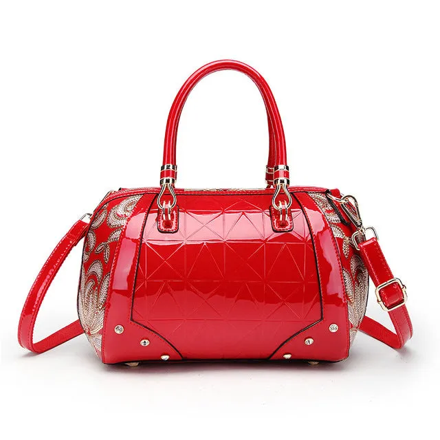 (Free Shipping) Embroidery Waterproof Beautiful Leather Handbag
