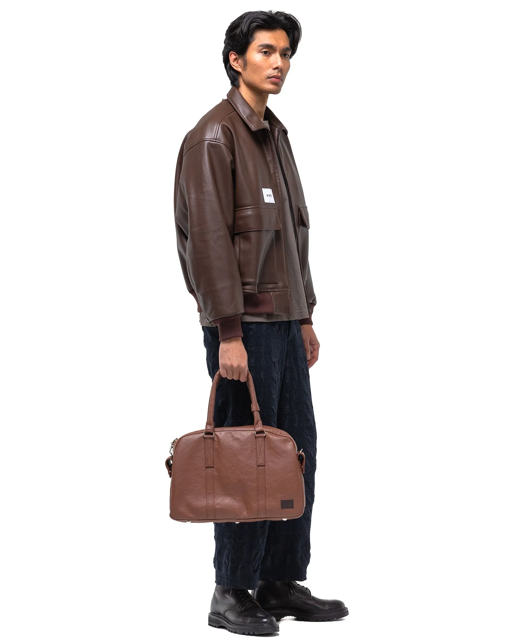 Freestyle Dyneema Leather 2Way Boston Bag Brown