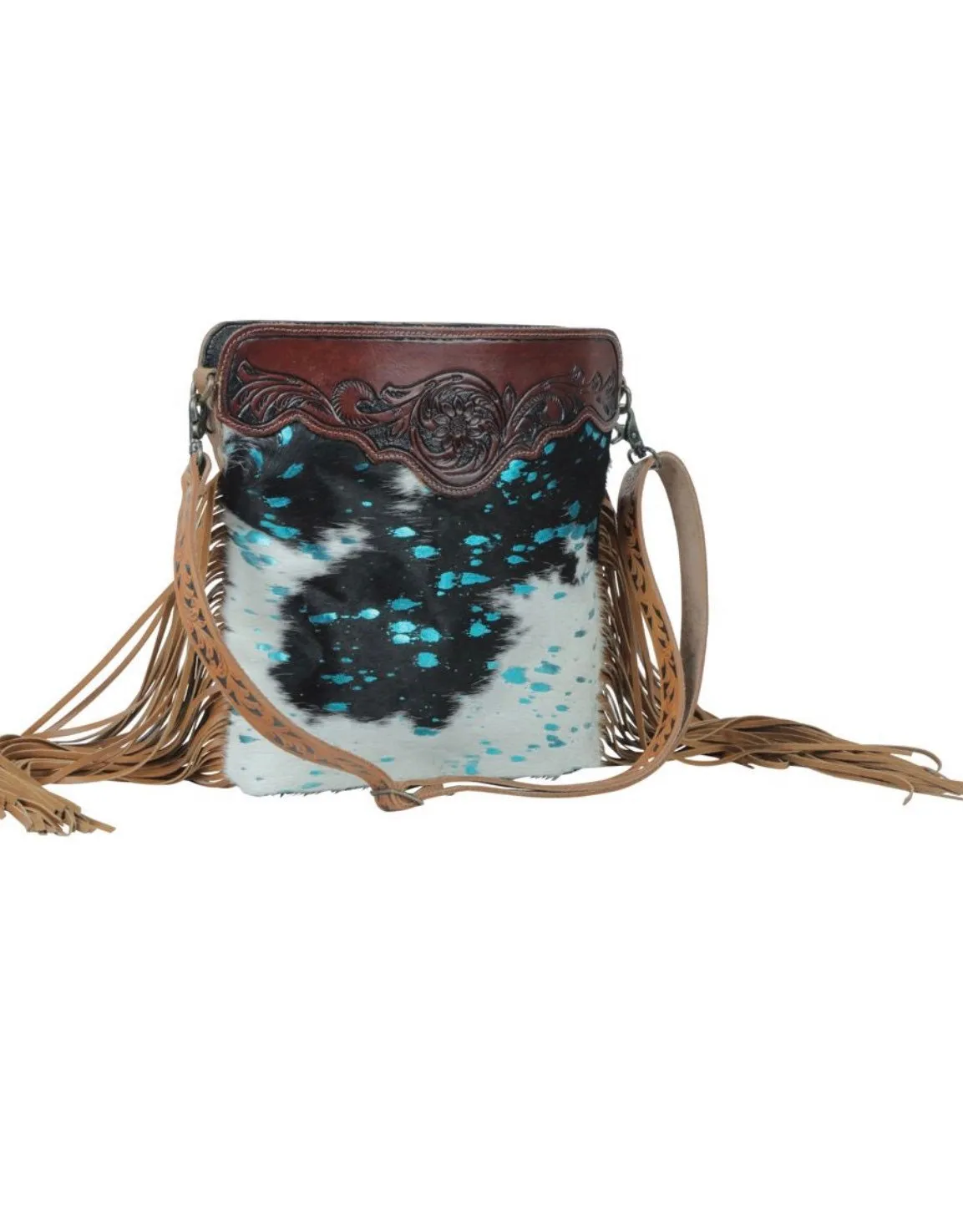 Genuine Leather Cowhide bag, Hand-Tooled Leather bag, fringe Cowhide purse, western fringe Bag, custom bag, leather purse, cowhide bag