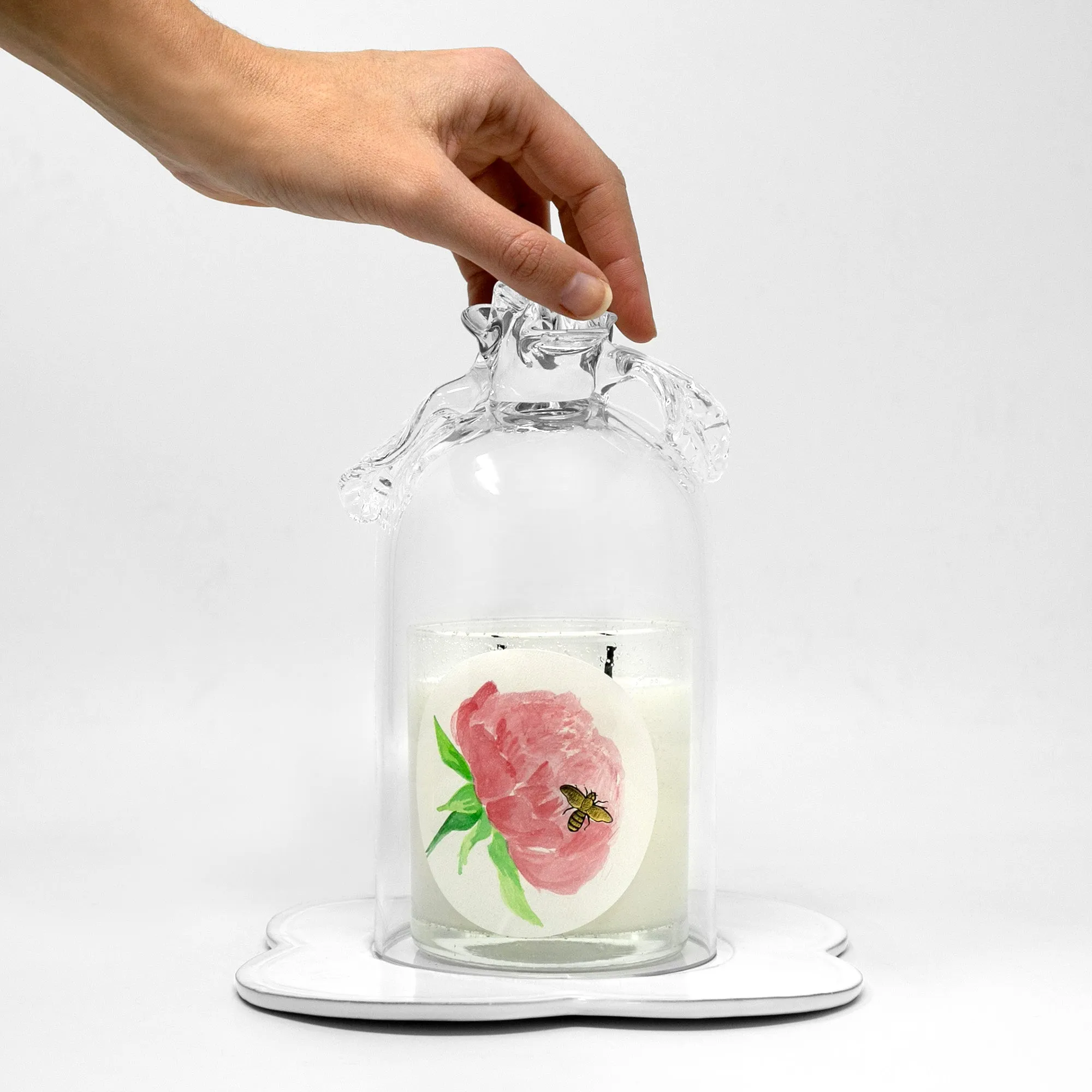 Glass bell with ceramic base