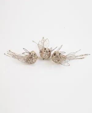 Glitter Champagne Bird 14cm