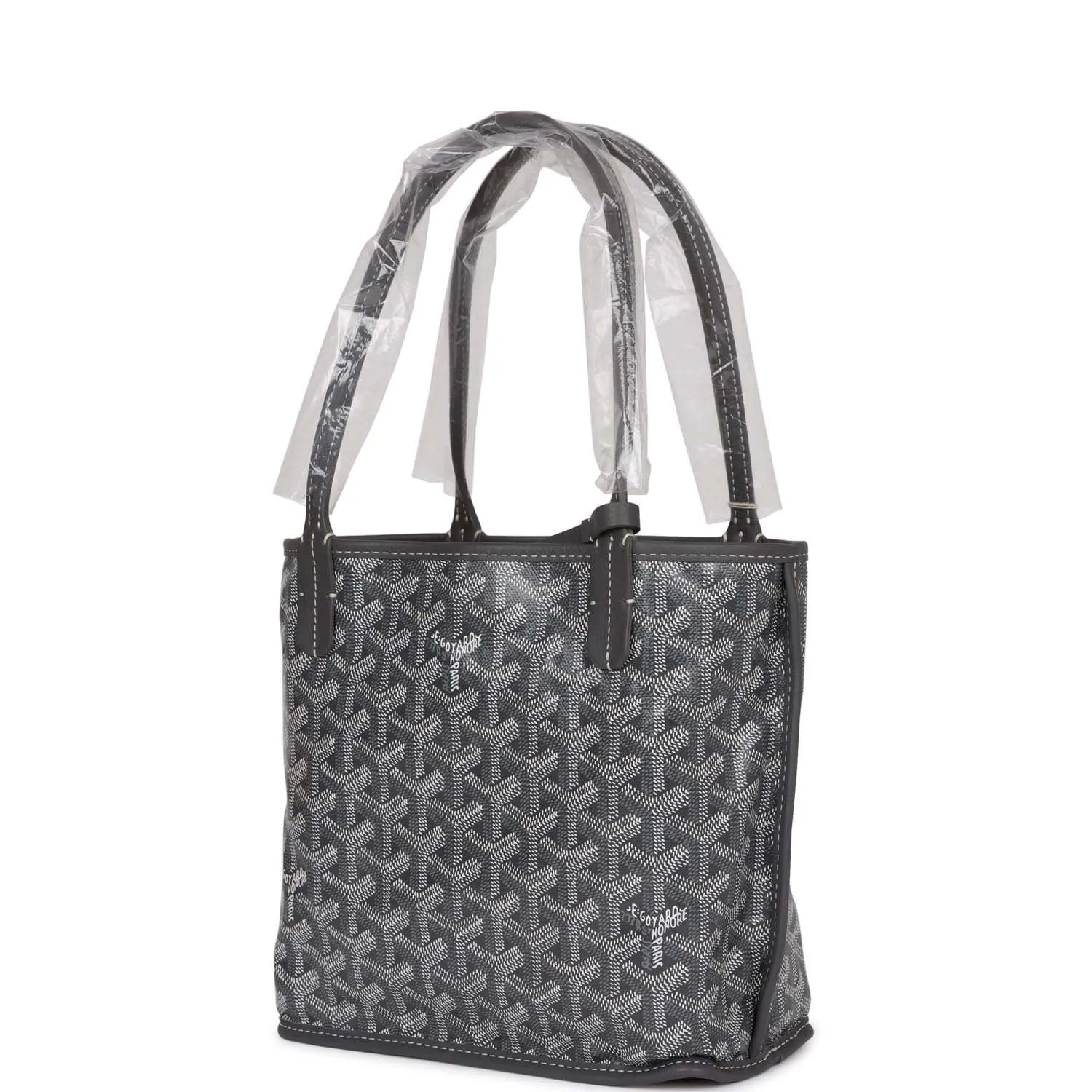 Goyard Goyardine Grey Anjou Mini Reversible Tote Bag Palladium Hardware