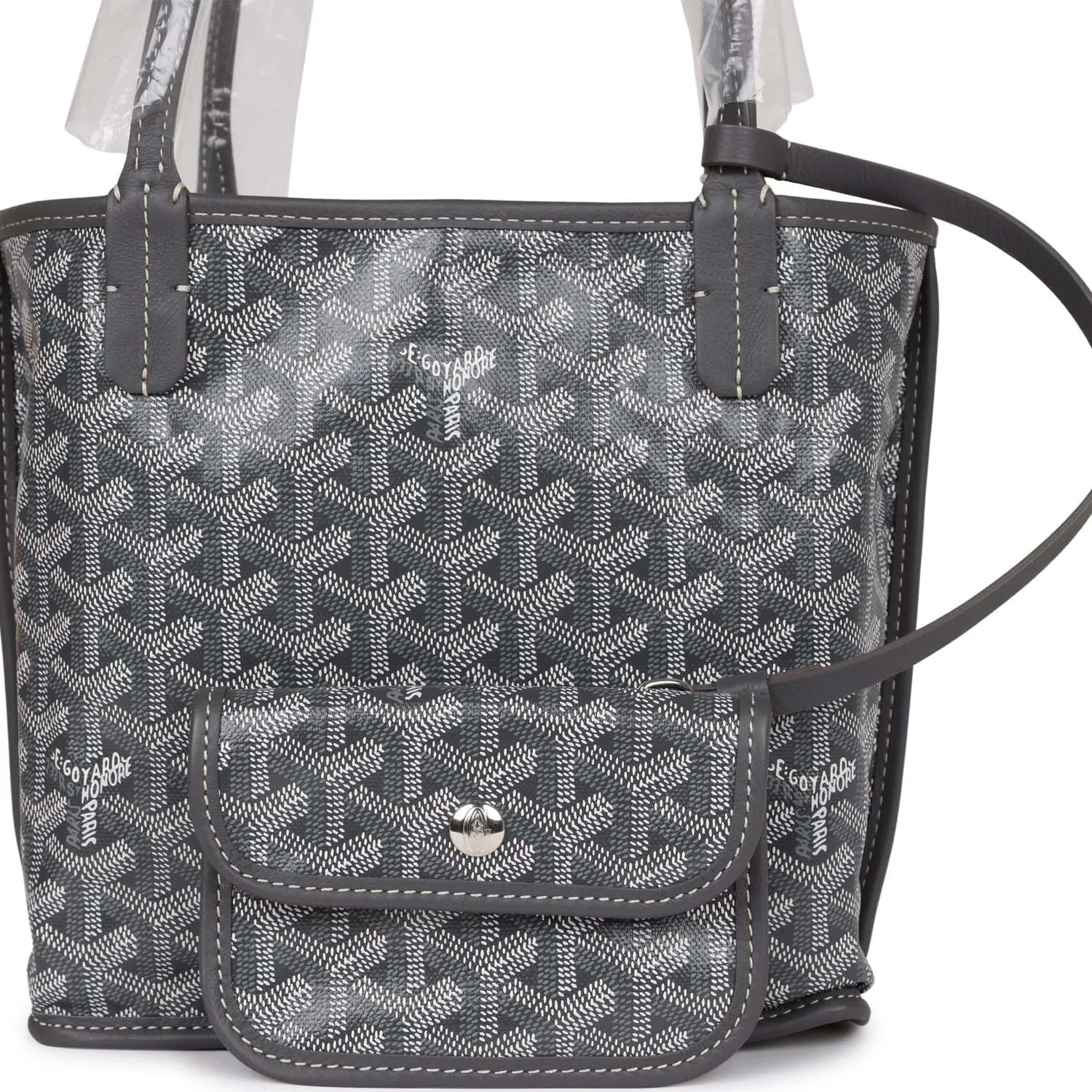 Goyard Goyardine Grey Anjou Mini Reversible Tote Bag Palladium Hardware