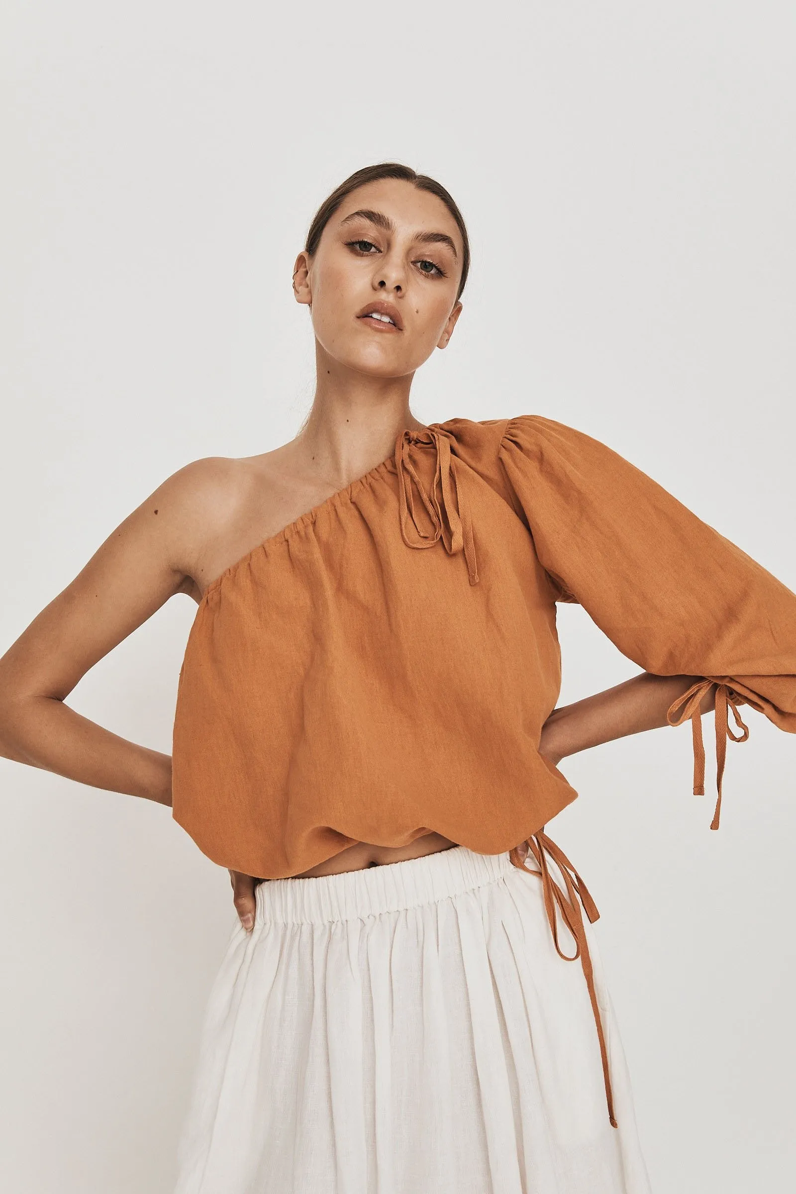 Greca Blouse in Burnt Orange