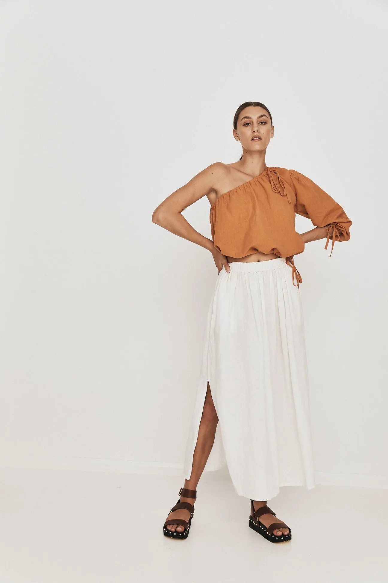 Greca Blouse in Burnt Orange