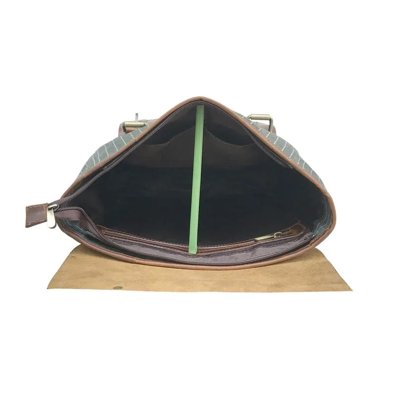 Green Waterproof Canvas Leather Backpack.