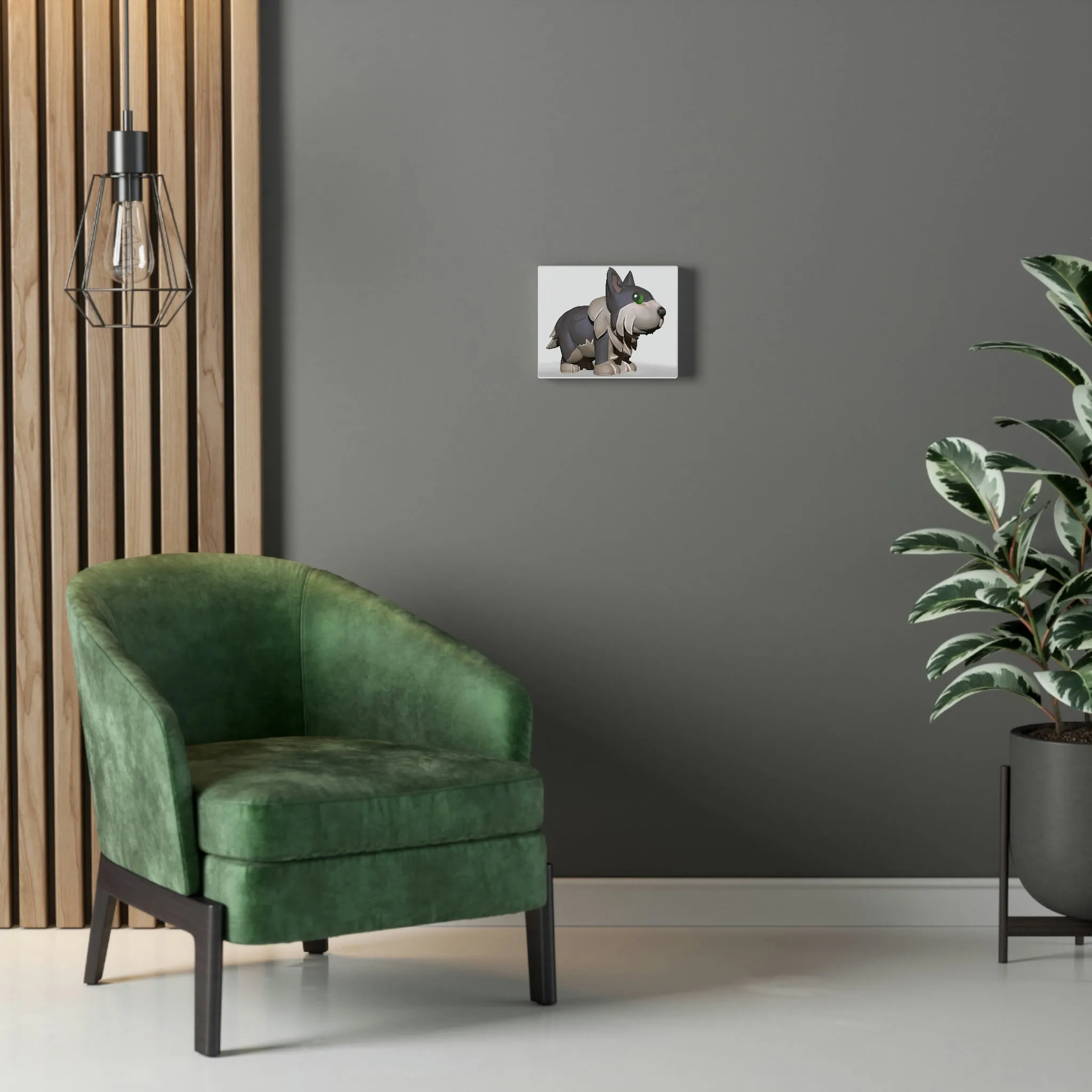 Grey Dog Stretched Canvas