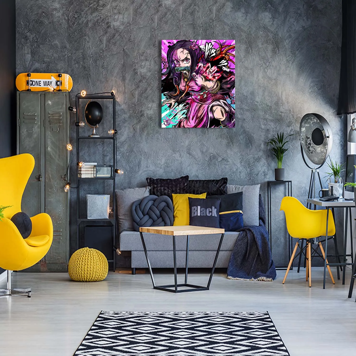 Half Demon Girl with Bamboo Muzzle Canvas Wall Art