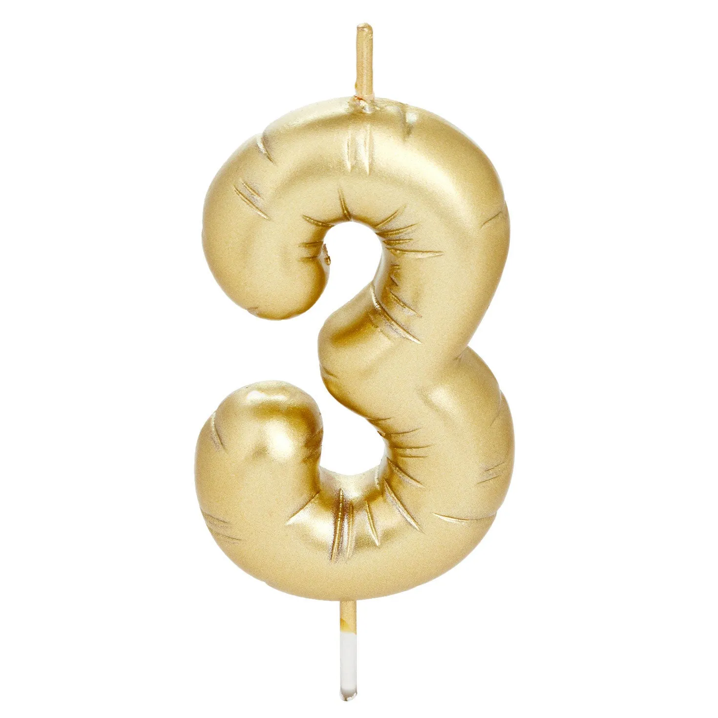 Hallmark ''3'' Metallic Gold Balloon Birthday Candle