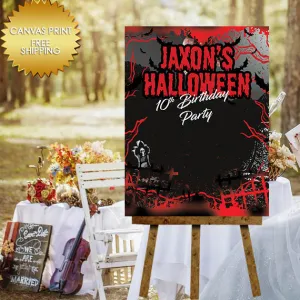 Halloween Birthday Party Welcome Canvas Sign