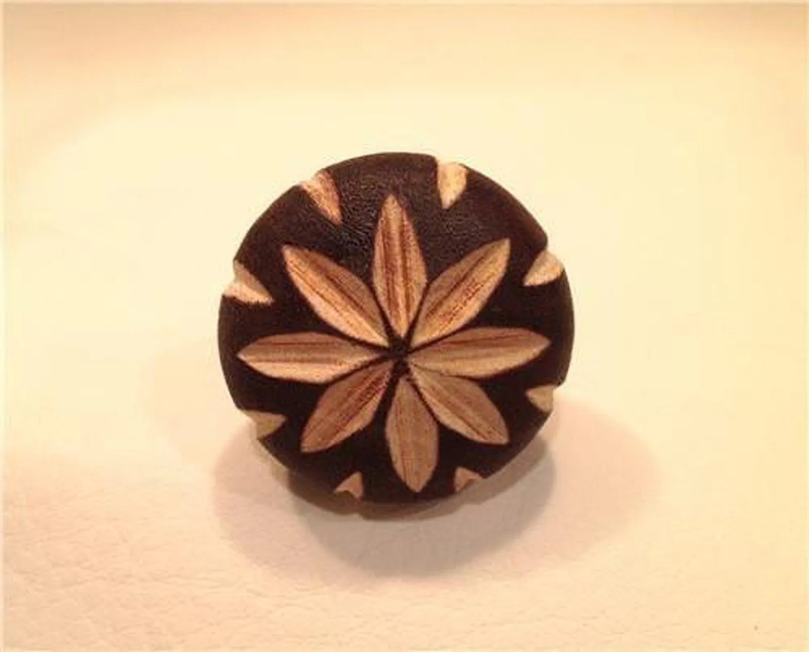 Hand Carved Wood Cabinet Knobs With Cut Flowers 1.40 Inch