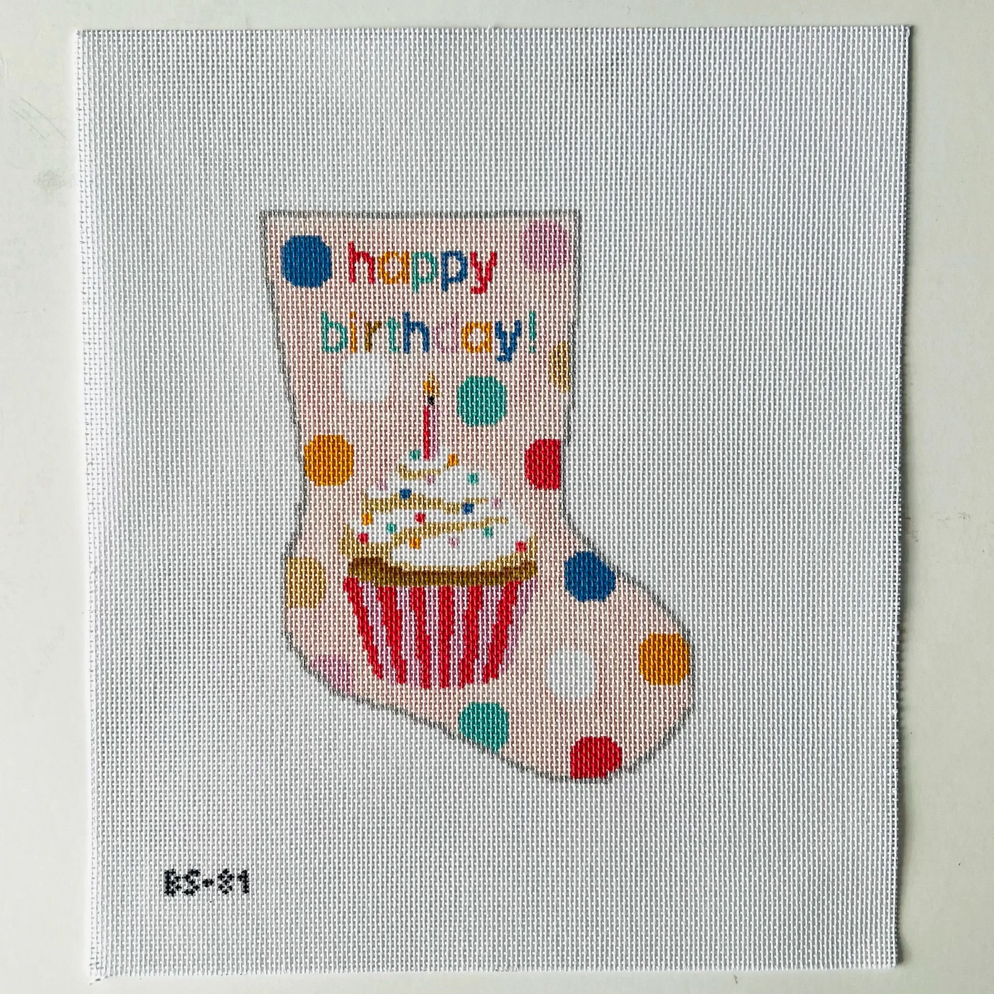 Happy Birthday Pink Ornament Sized Stocking Canvas