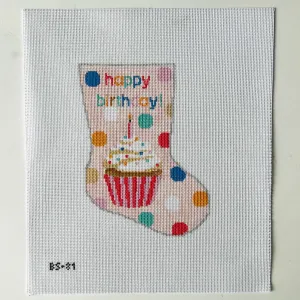 Happy Birthday Pink Ornament Sized Stocking Canvas