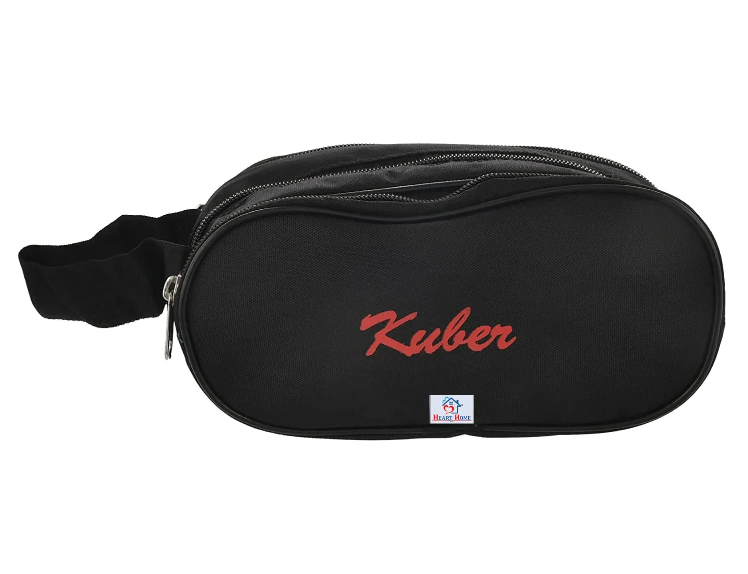 Heart Home Rexine Lightweight Travel Toiletry Bag Shaving Kit with Carrying Strap, Pack of 2 (Black) 54HH4282.