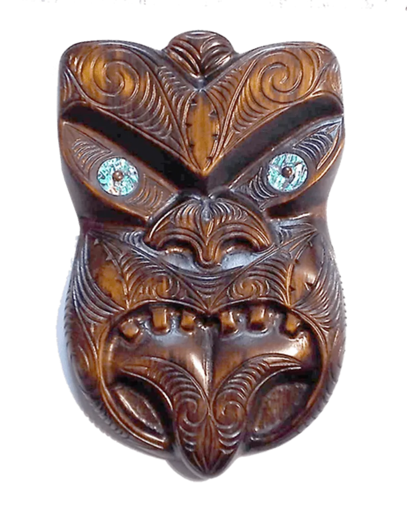 Heavily Carved Extra Large Maori Tiki Mask