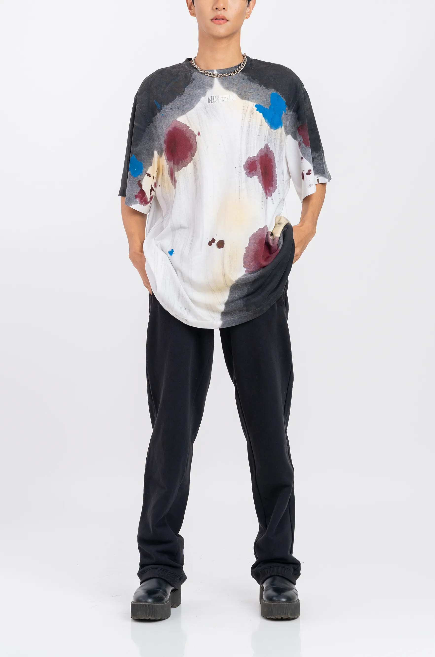 Huemn Blood Washed Engulfed T-Shirt (White)