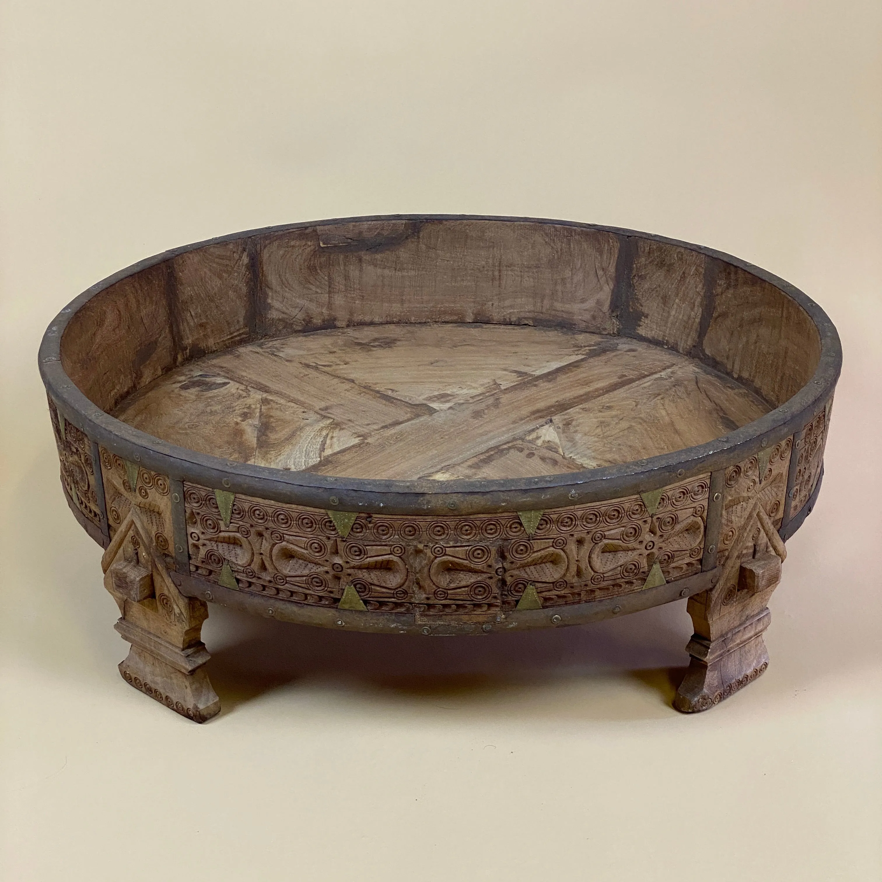 Indian Hand Carved Grinder Table