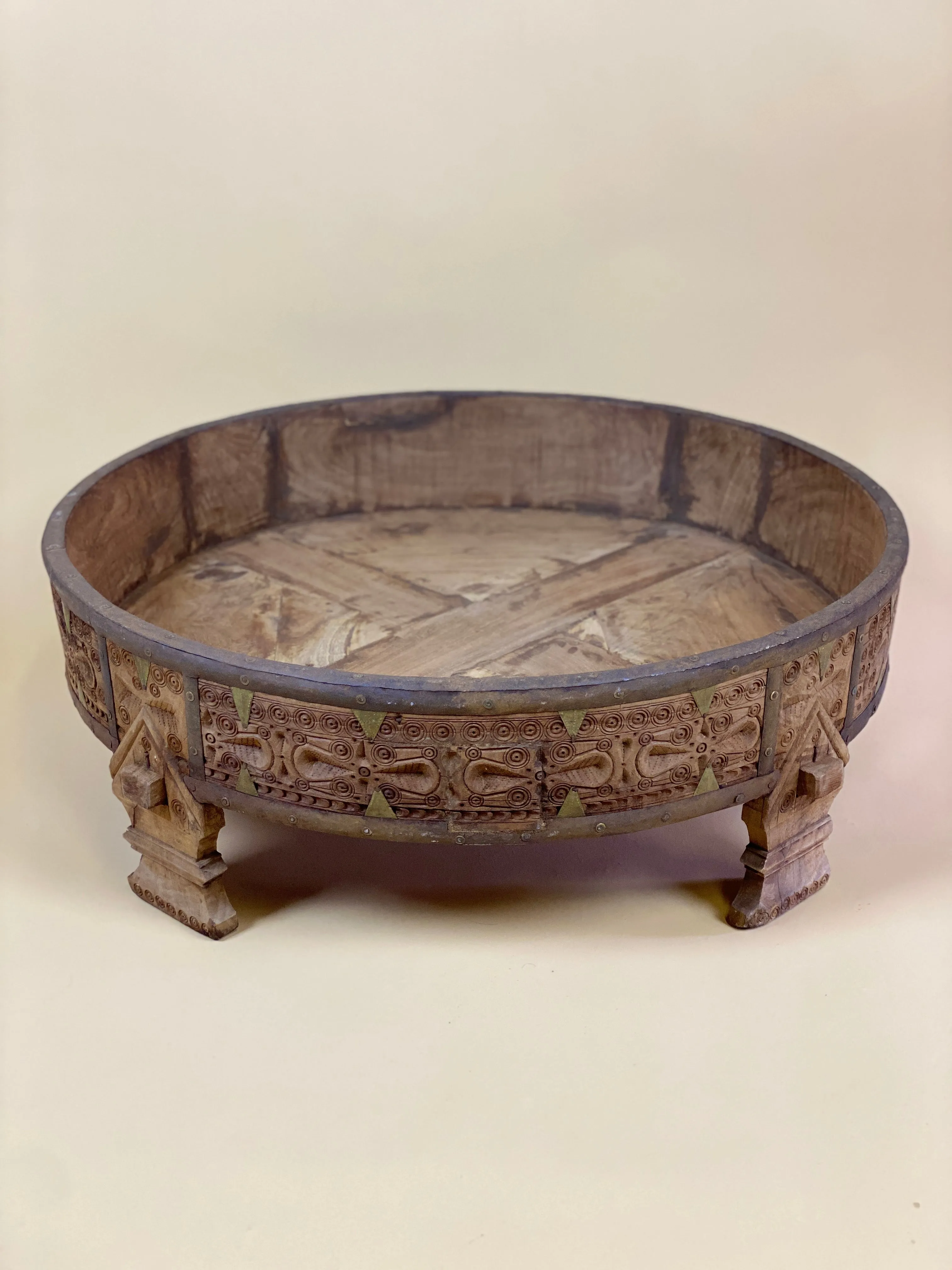 Indian Hand Carved Grinder Table