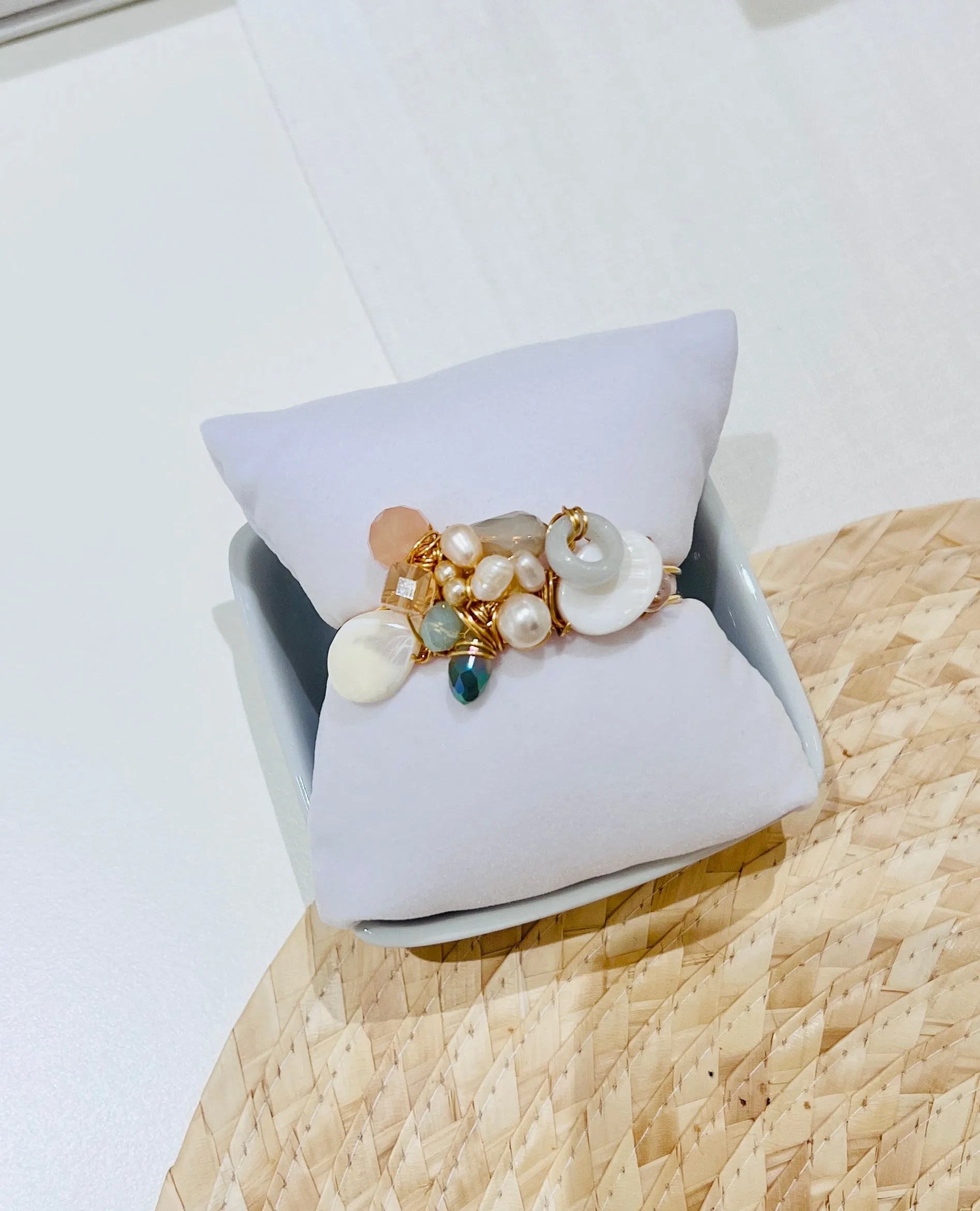 Intricately Wired- Jade Pearls Cuff