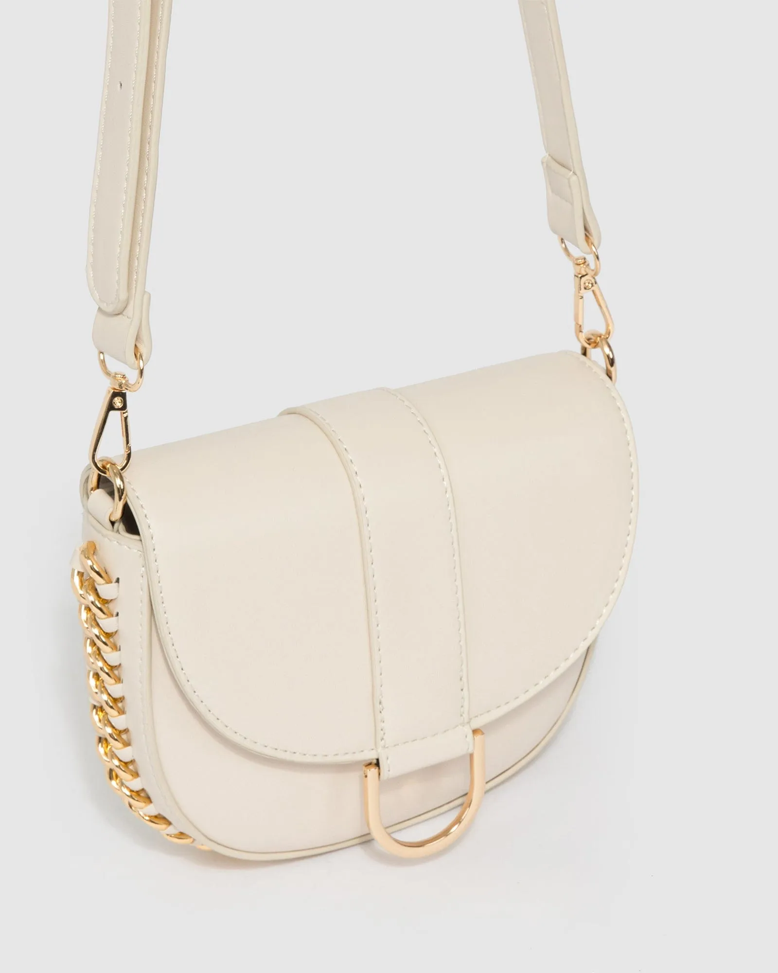 Ivory Alvita Chain Saddle Bag