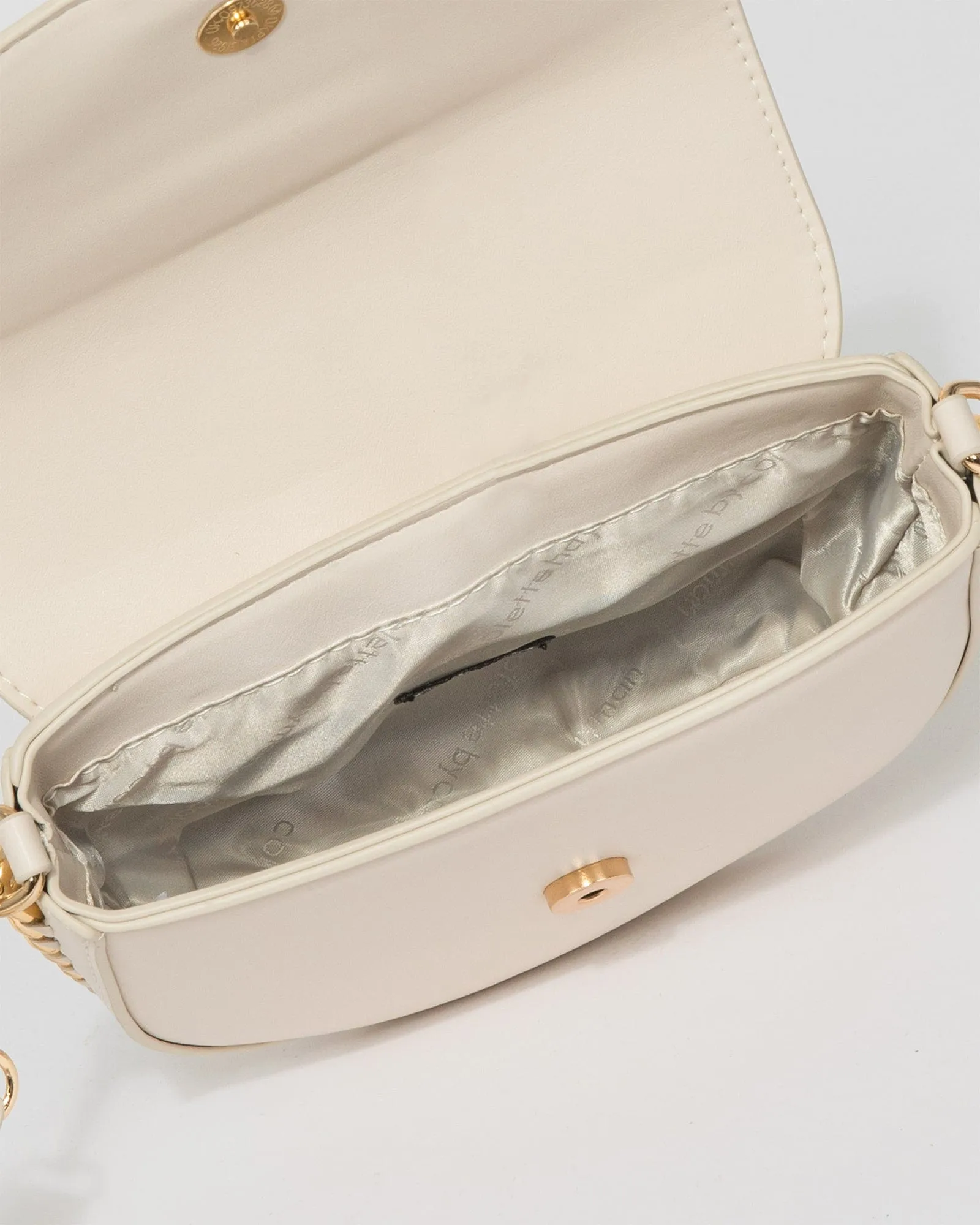 Ivory Alvita Chain Saddle Bag