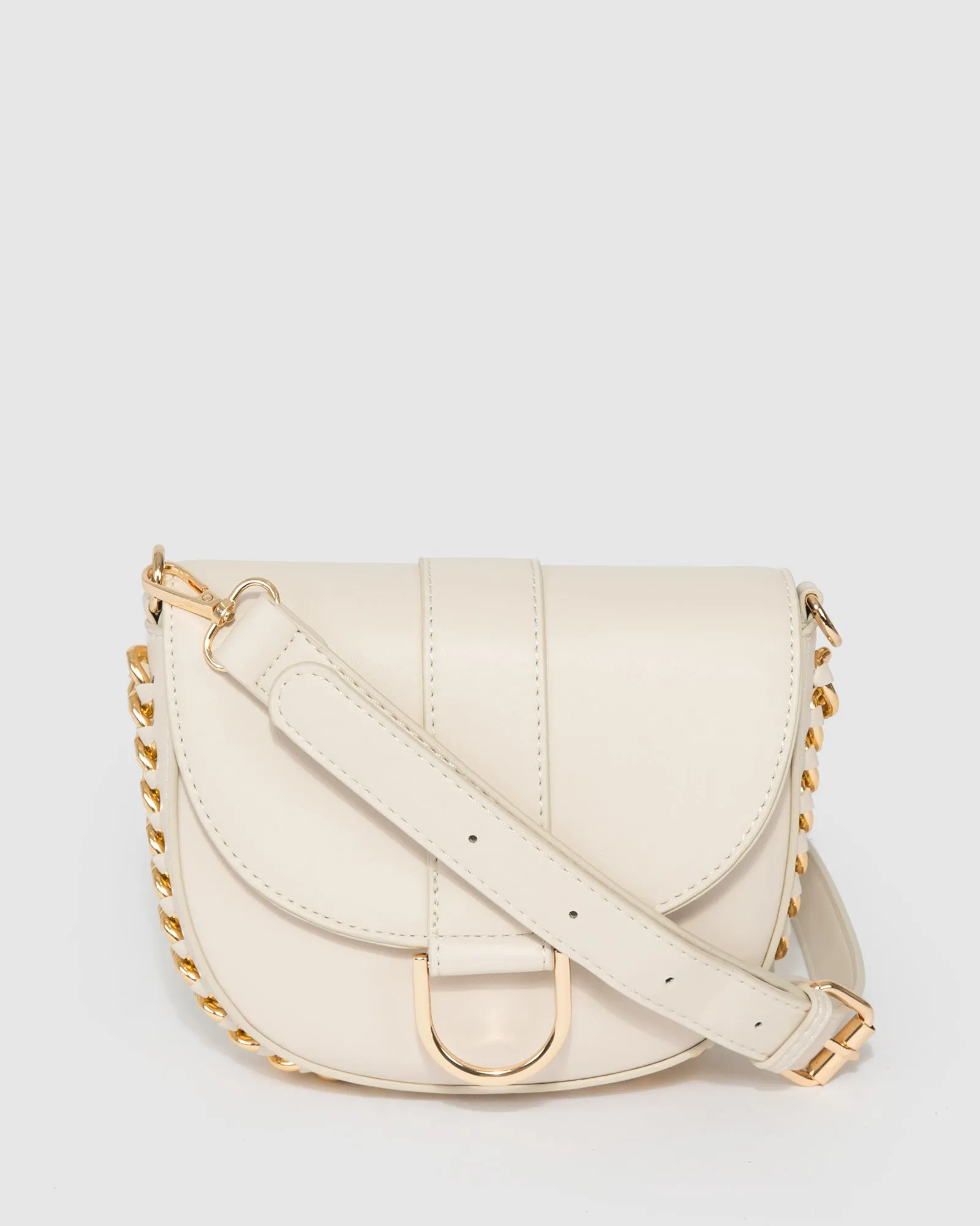 Ivory Alvita Chain Saddle Bag