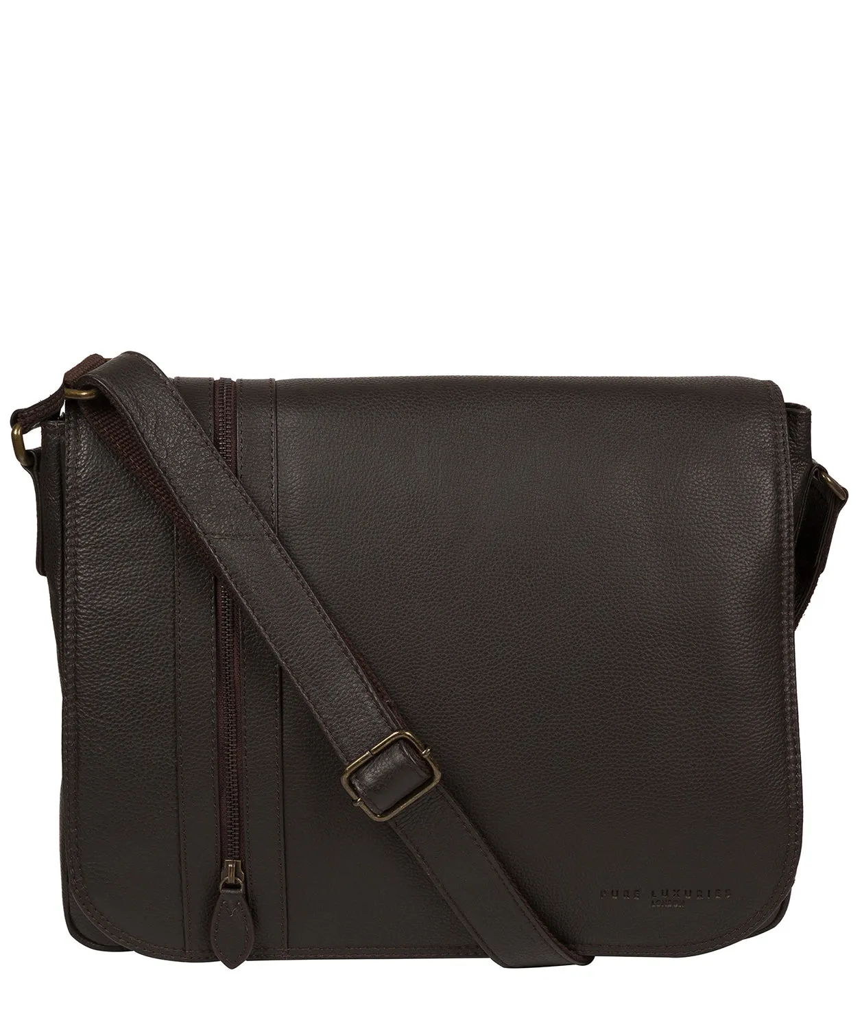'Jefferson' Brown Leather Messenger Bag