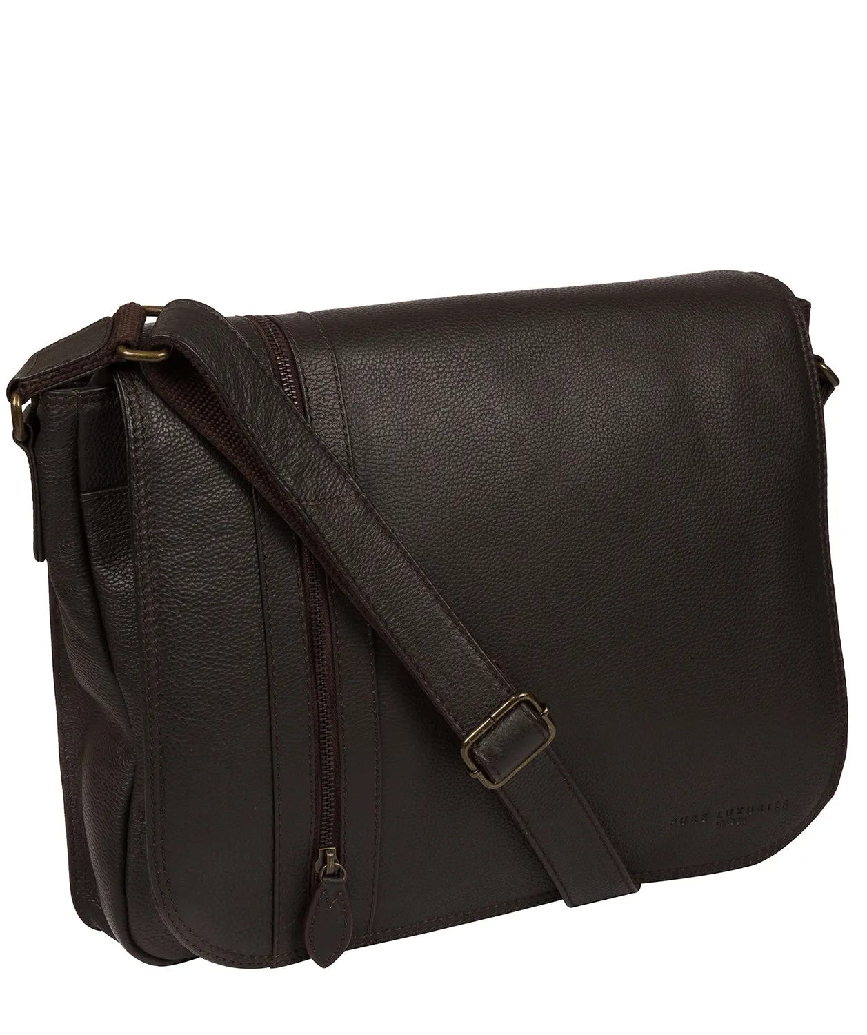 'Jefferson' Brown Leather Messenger Bag