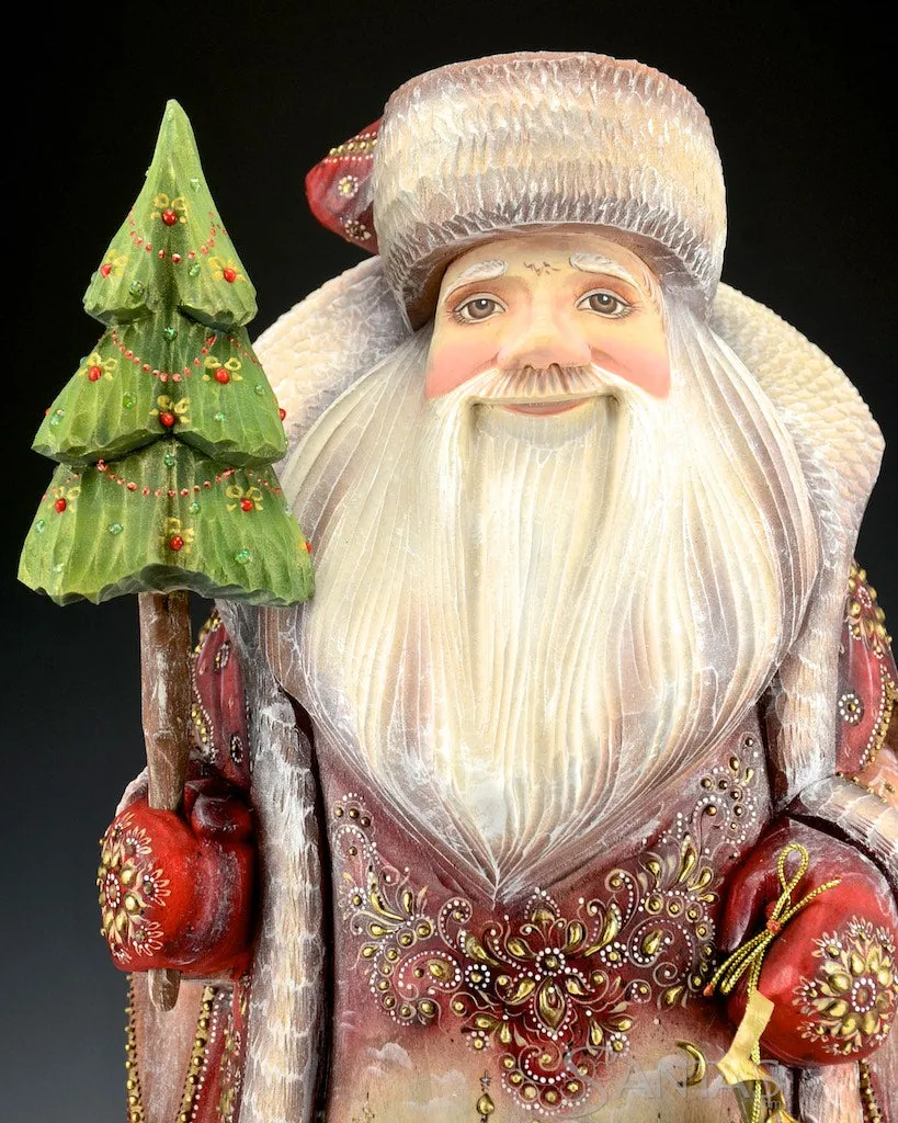 Jeweled Russian Santa with Tree and Lantern