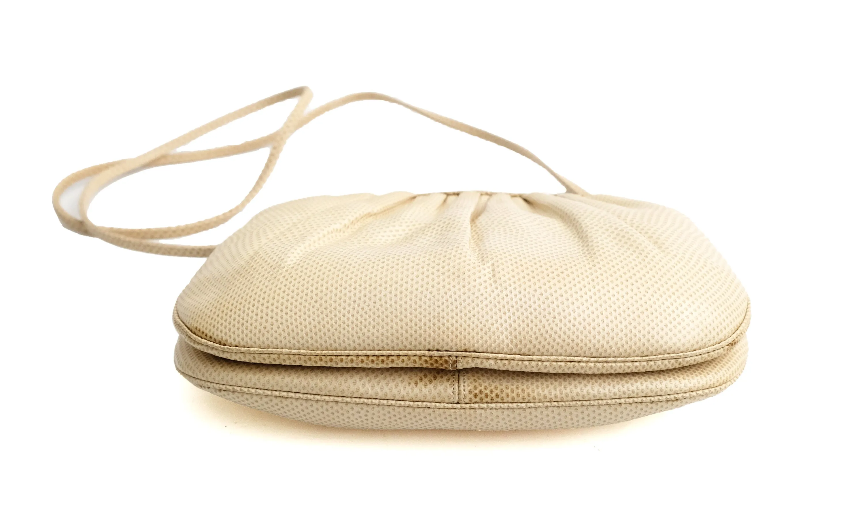 Judith Leiber Vintage Evening Bag in Cream Snakeskin with Jewelled Clasp